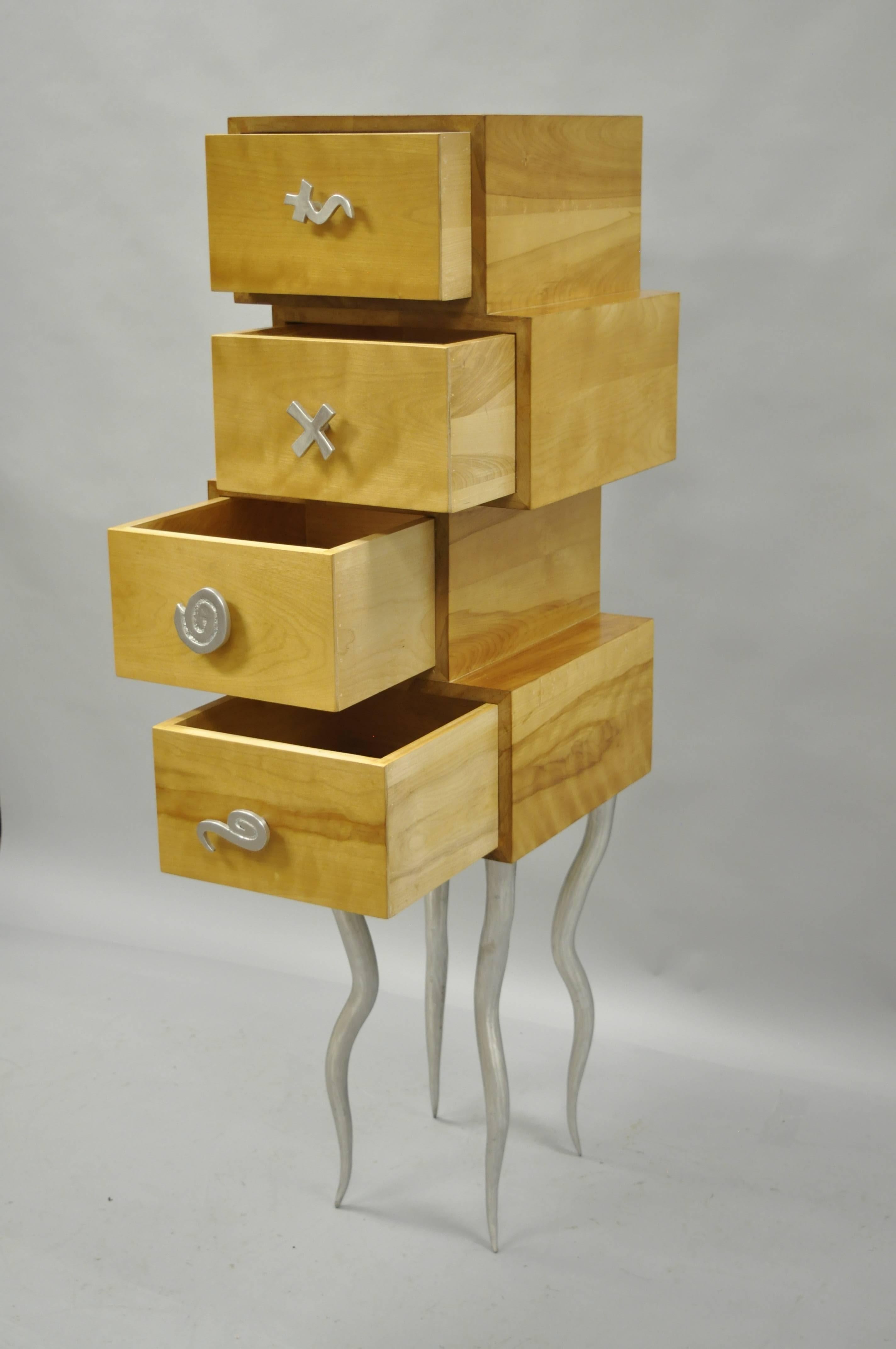 Postmoderne Trout Studios Grisette Cabinet commode postmoderne en bois de bouleau et aluminium en vente