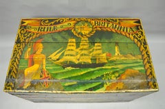 English Nautical Green Painted Taitsing Ship Blanket Chest Treasure Chest Trunk