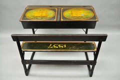 English Green Nautical Ship Painted Plymouth College Double School Desk Bench