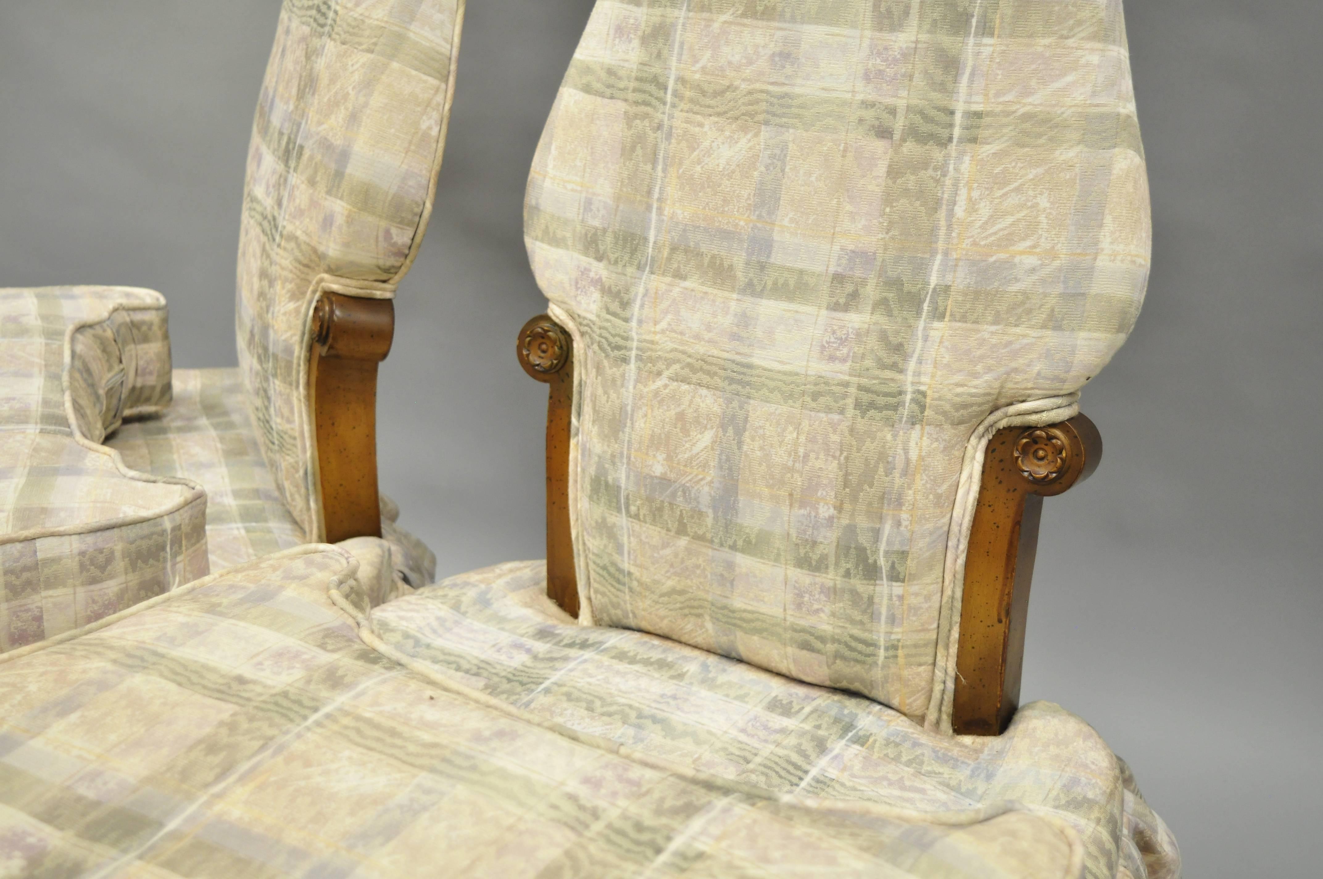 Mid-20th Century Pair of Hollywood Regency High Back Slipper Lounge Chairs After Dorothy Draper For Sale