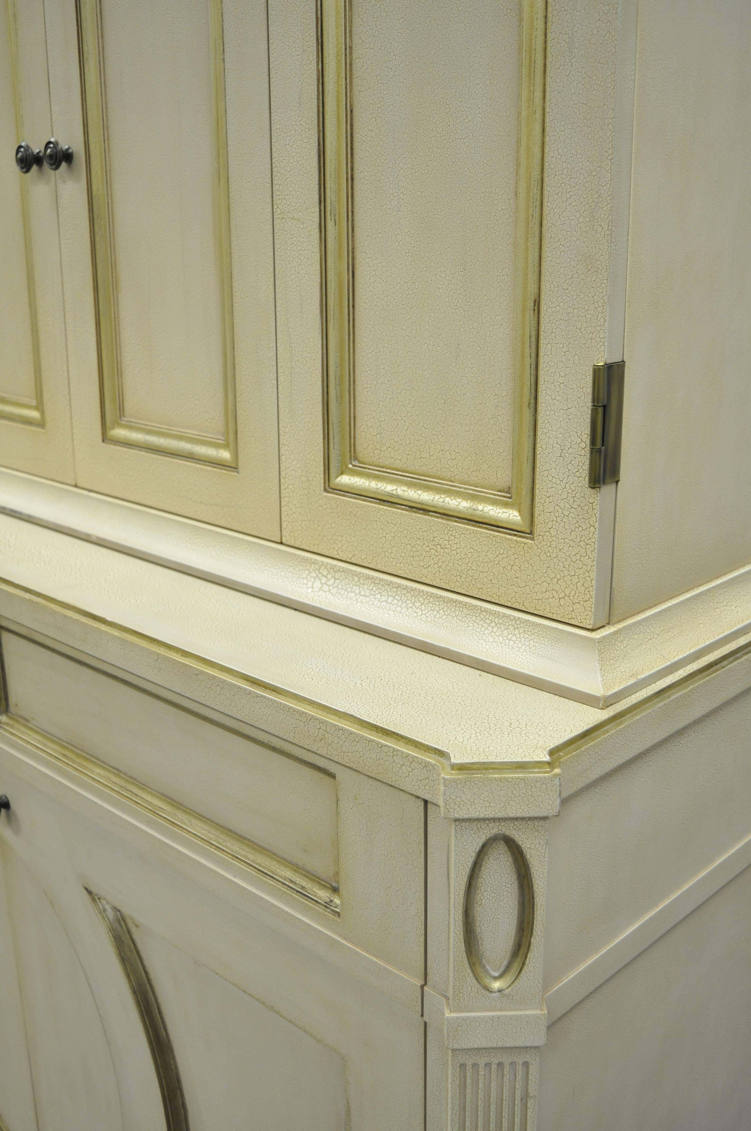 French Neoclassical Louis XVI Style Cream & Gold Painted Bar Cabinet by Decca A For Sale 3