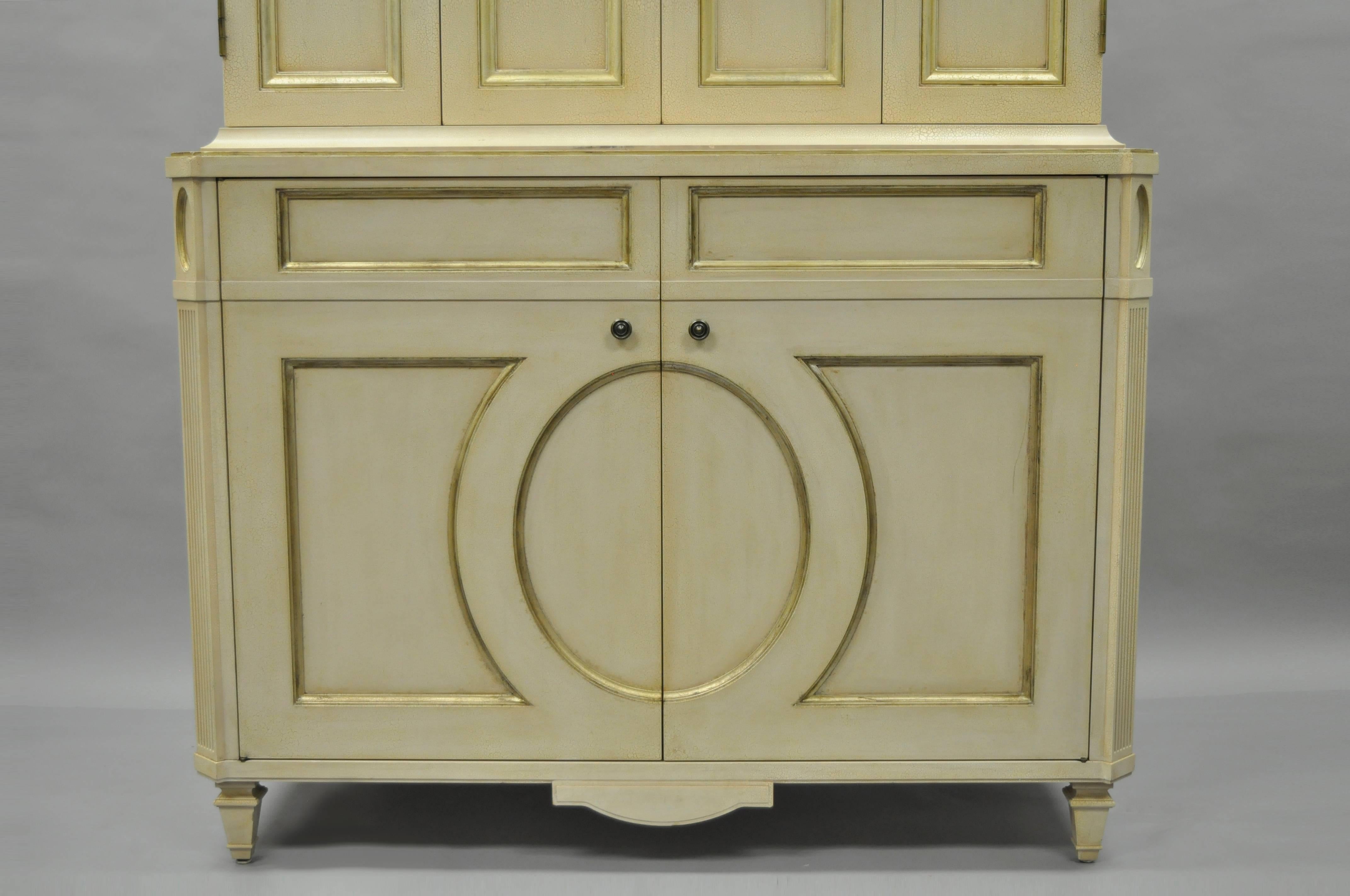French Neoclassical Louis XVI Style Cream & Gold Painted Bar Cabinet by Decca A In Good Condition For Sale In Philadelphia, PA