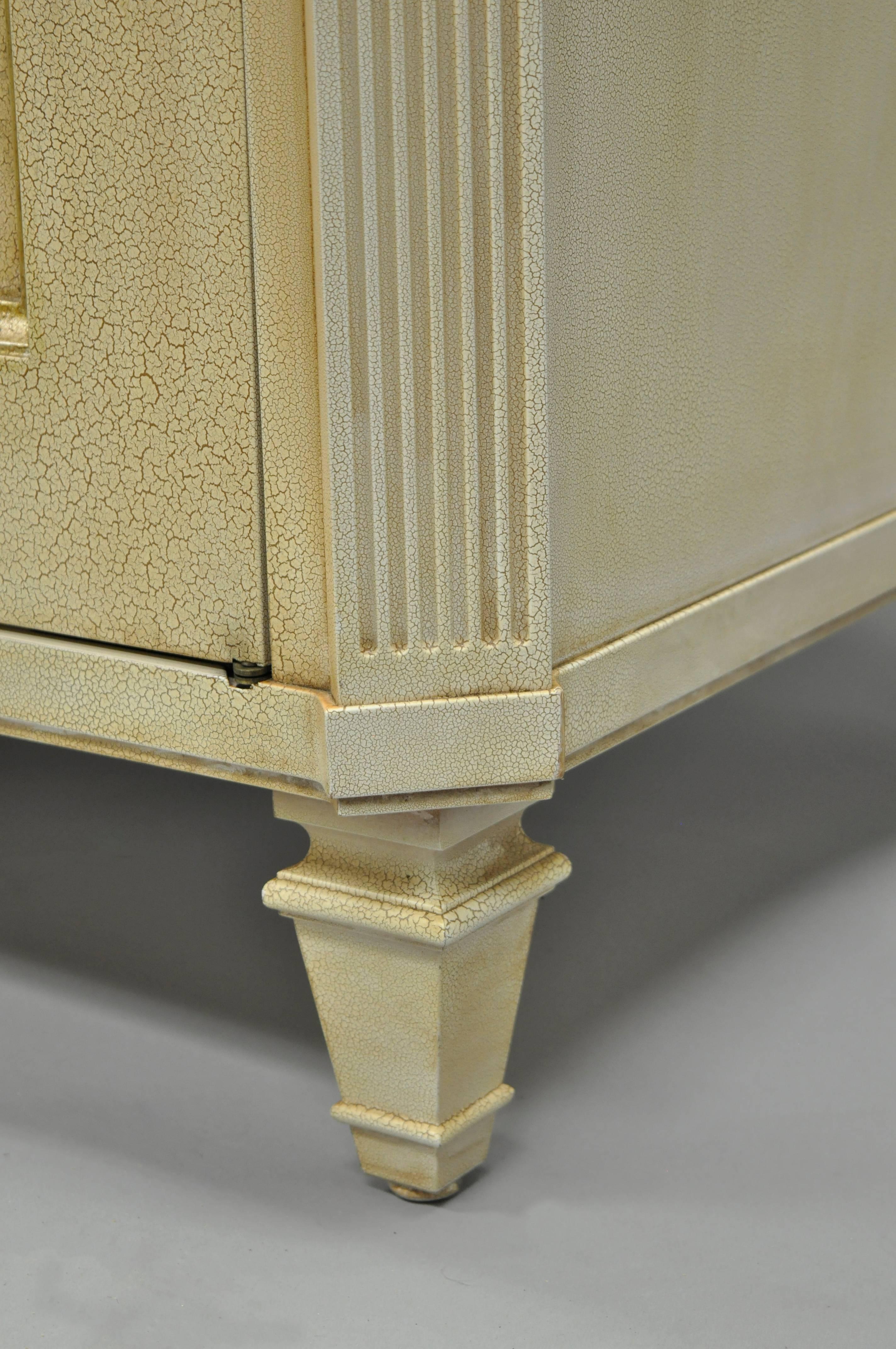 Directoire Neoclassical Style Cream and Gold Distress Painted Cabinet by Decca B For Sale 2