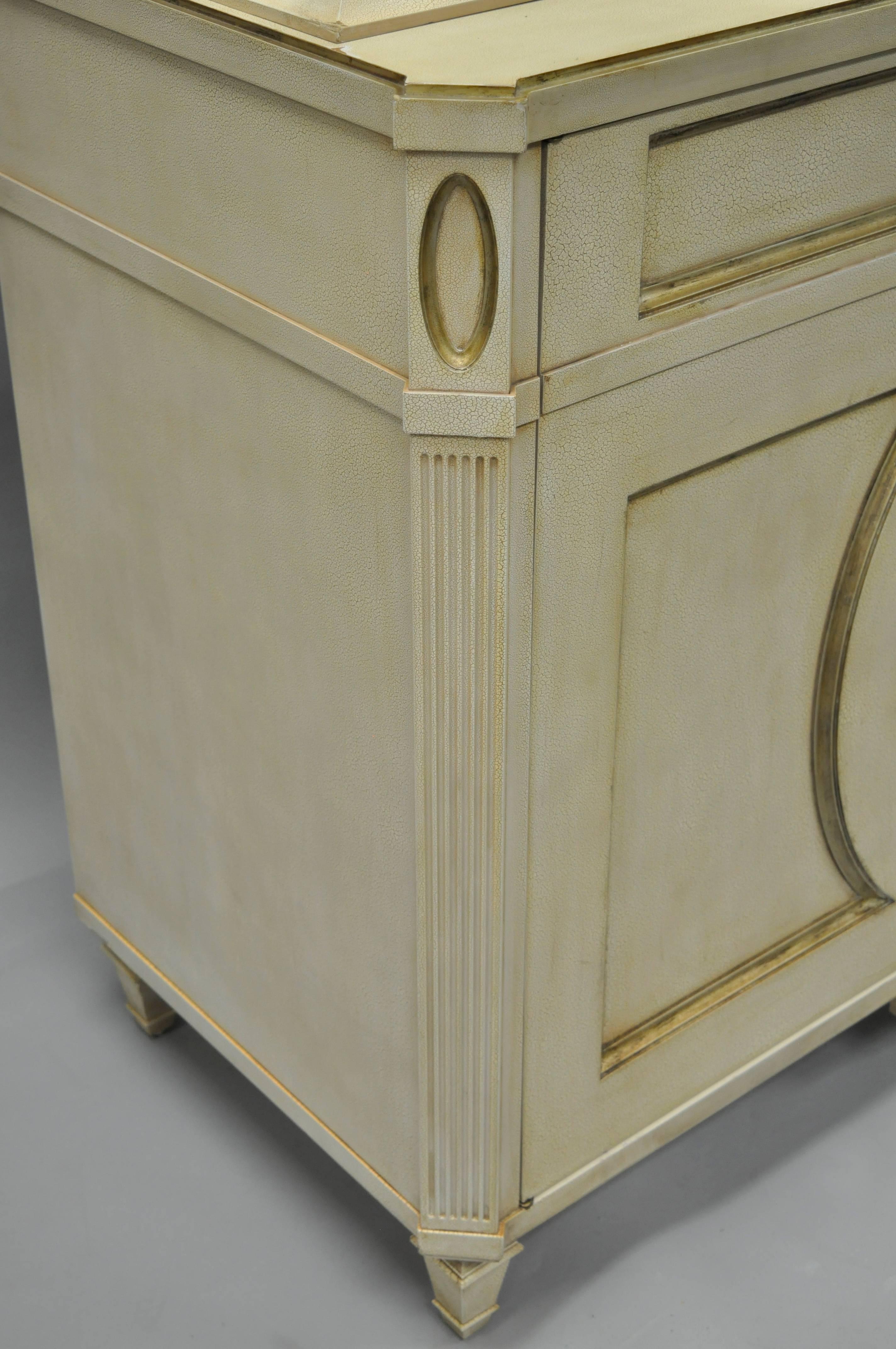 Directoire Neoclassical Style Cream and Gold Distress Painted Cabinet by Decca B For Sale 4
