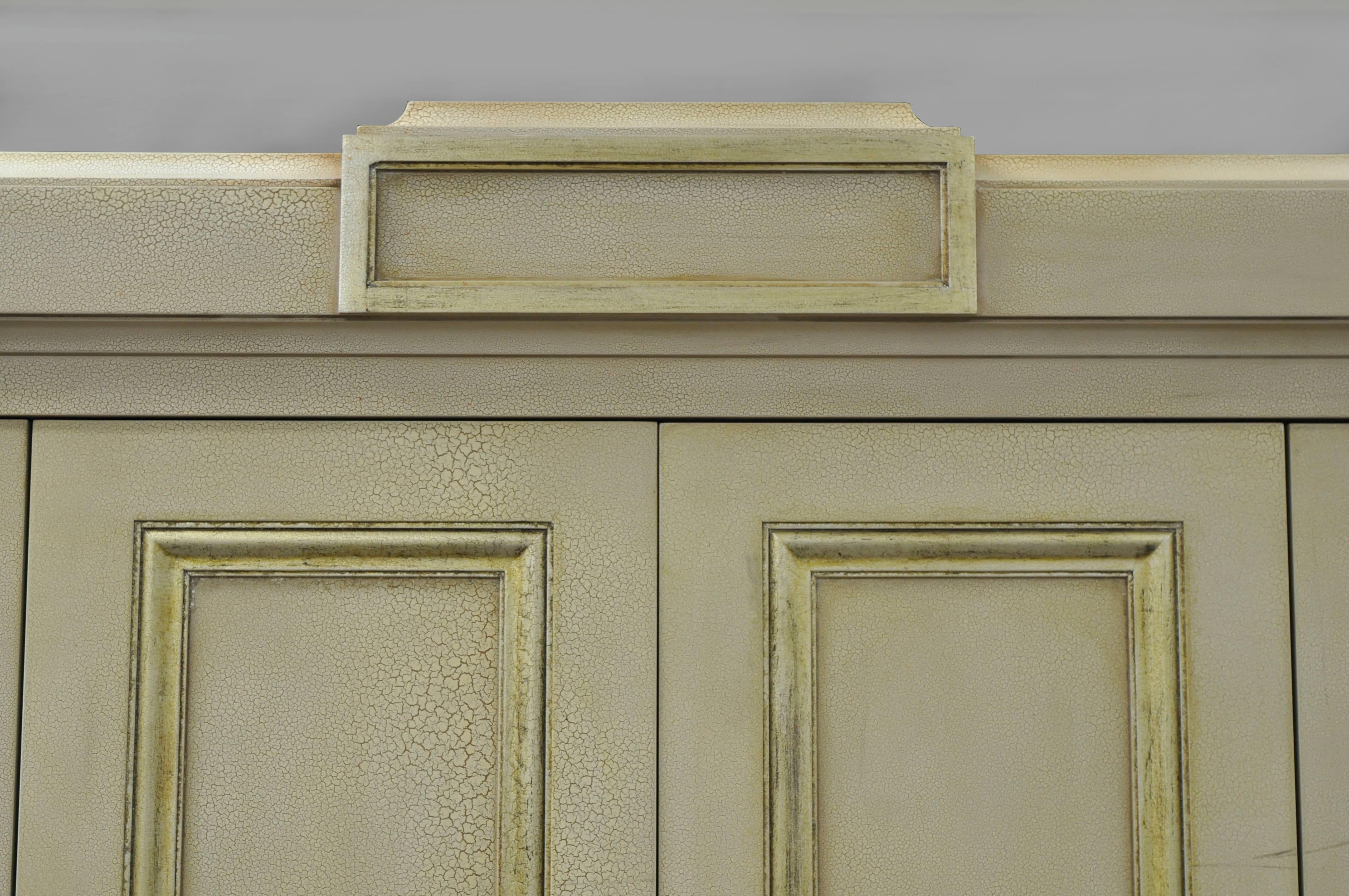 Directoire Neoclassical Style Cream and Gold Distress Painted Cabinet by Decca B For Sale 5