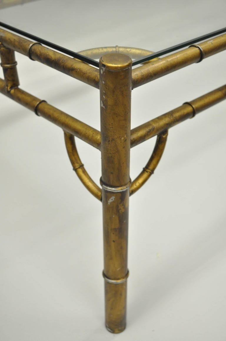 Gold Metal Glass Faux Bamboo Chinese Chippendale Style ...