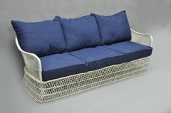 Russell Woodard Woven Spun Fiberglass Sculptural Sofa Sunroom Patio Furniture