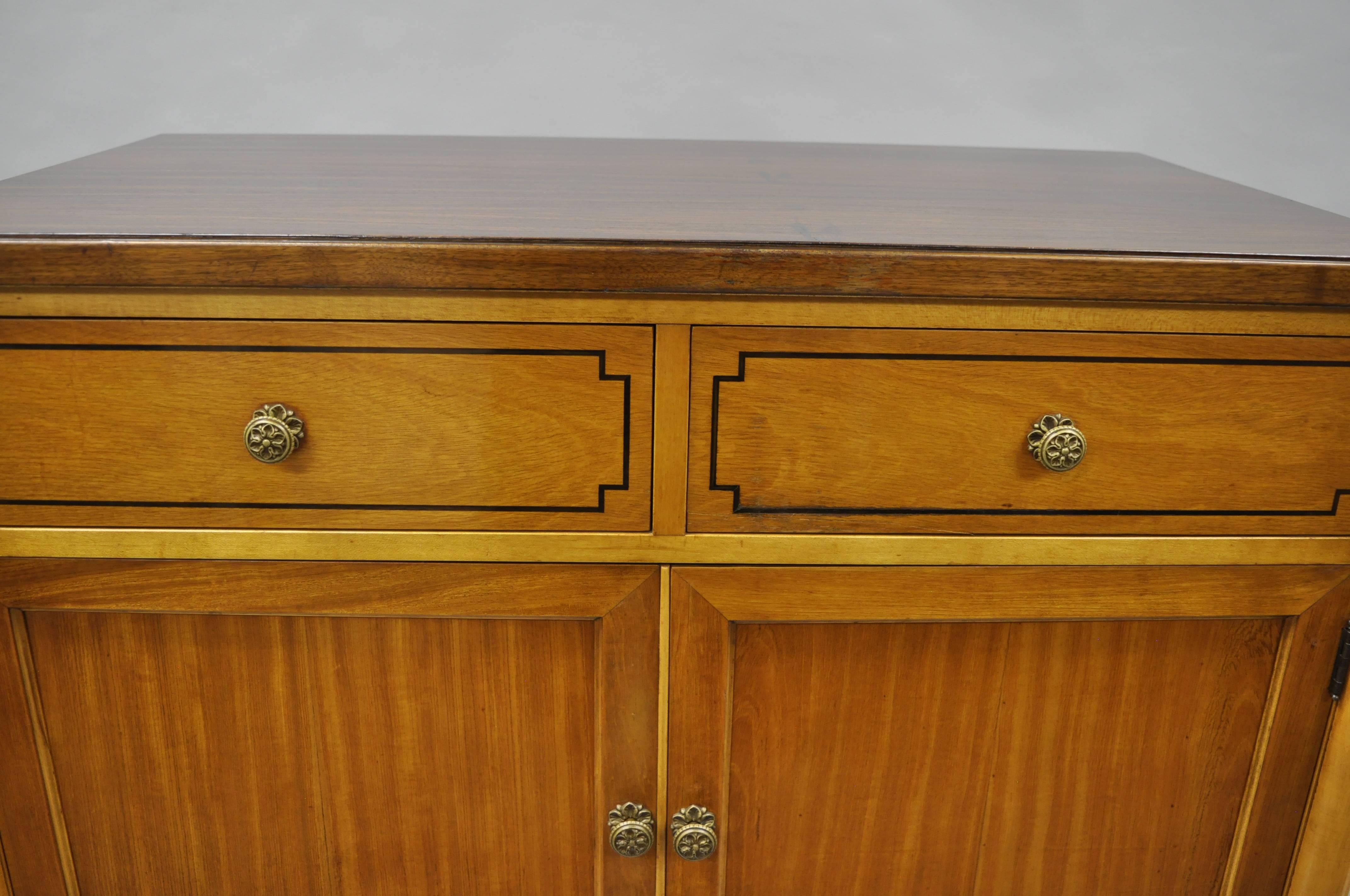 Mid-20th Century Kittinger Satinwood & Rosewood French Regency Style Tall Chest Dresser Cabinet For Sale