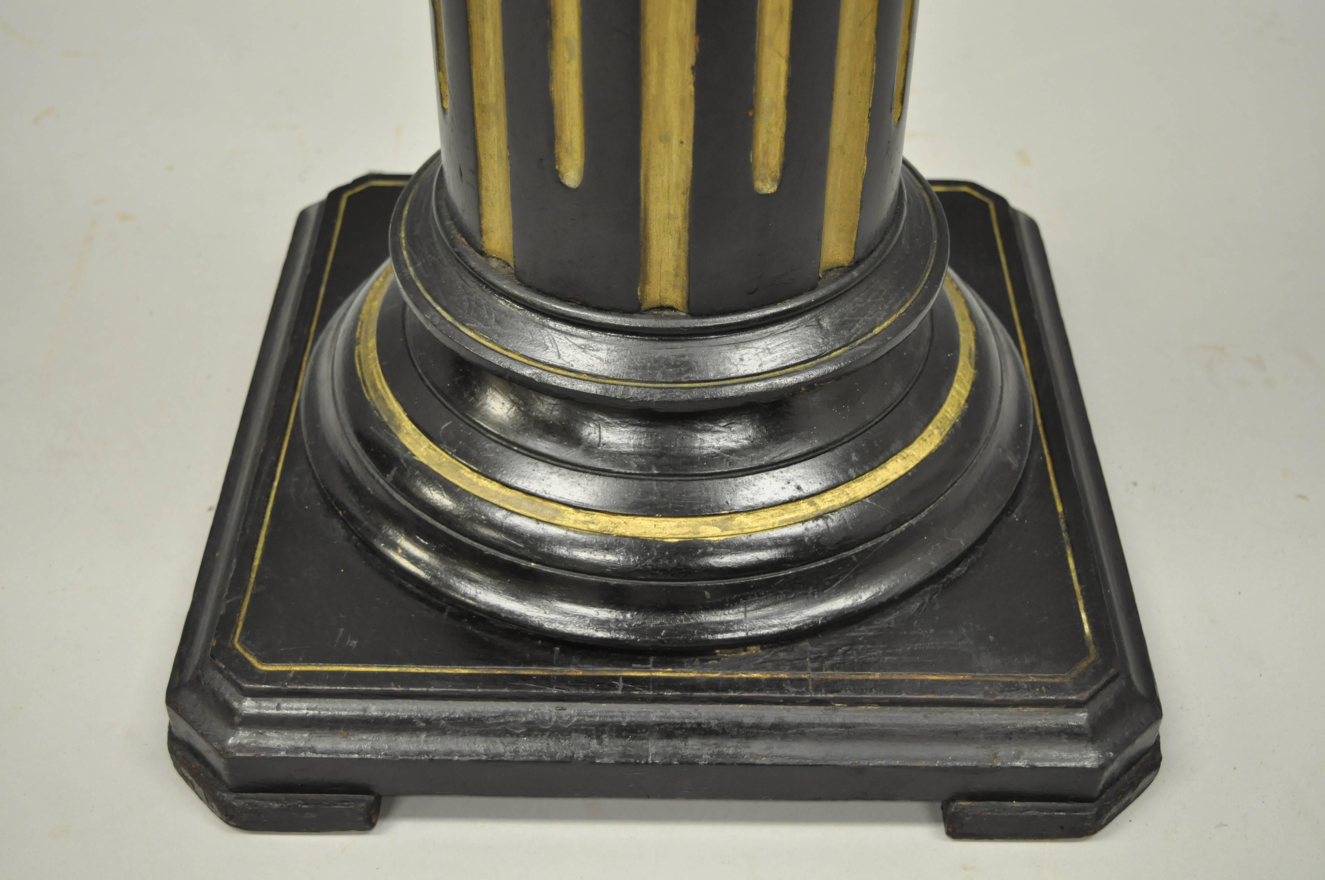 19th Century Victorian Aesthetic Column Pedestal Plant Stand Black and Gold Herter Brothers