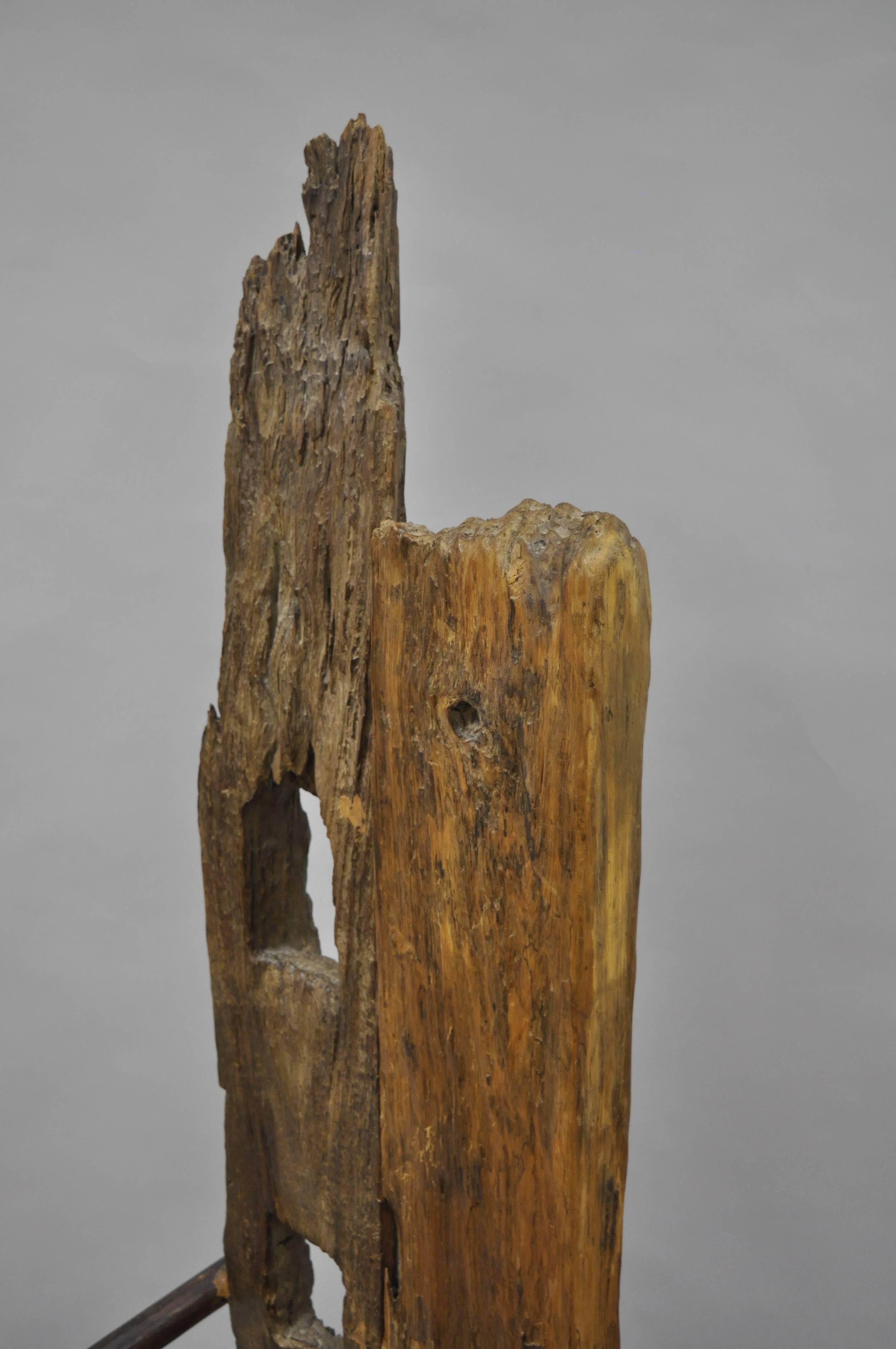 High Back Sculptural Root Burl Wood Tree Log Free Form Lounge Chair Modern In Excellent Condition In Philadelphia, PA