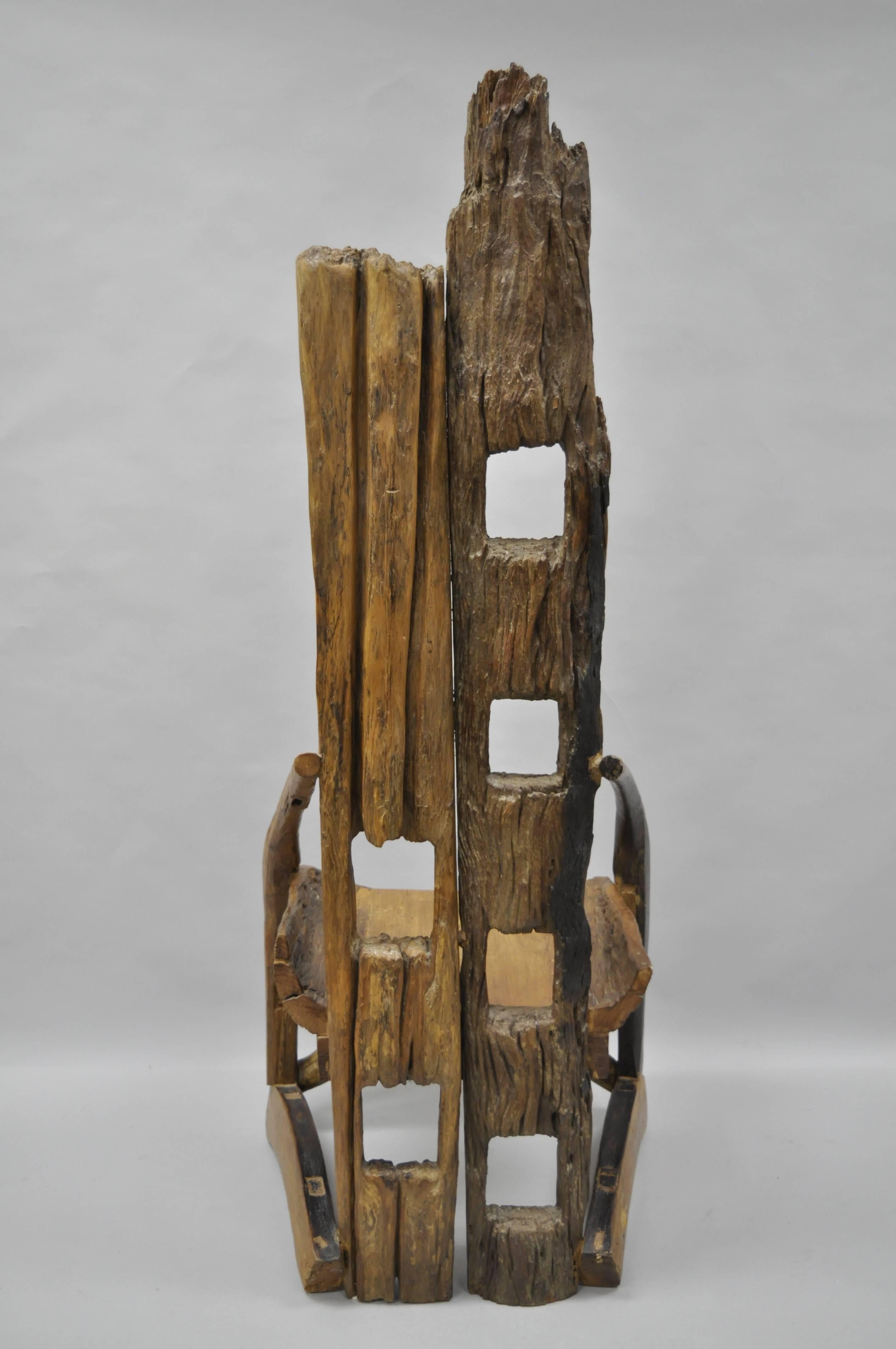 High Back Sculptural Root Burl Wood Tree Log Free Form Lounge Chair Modern 2