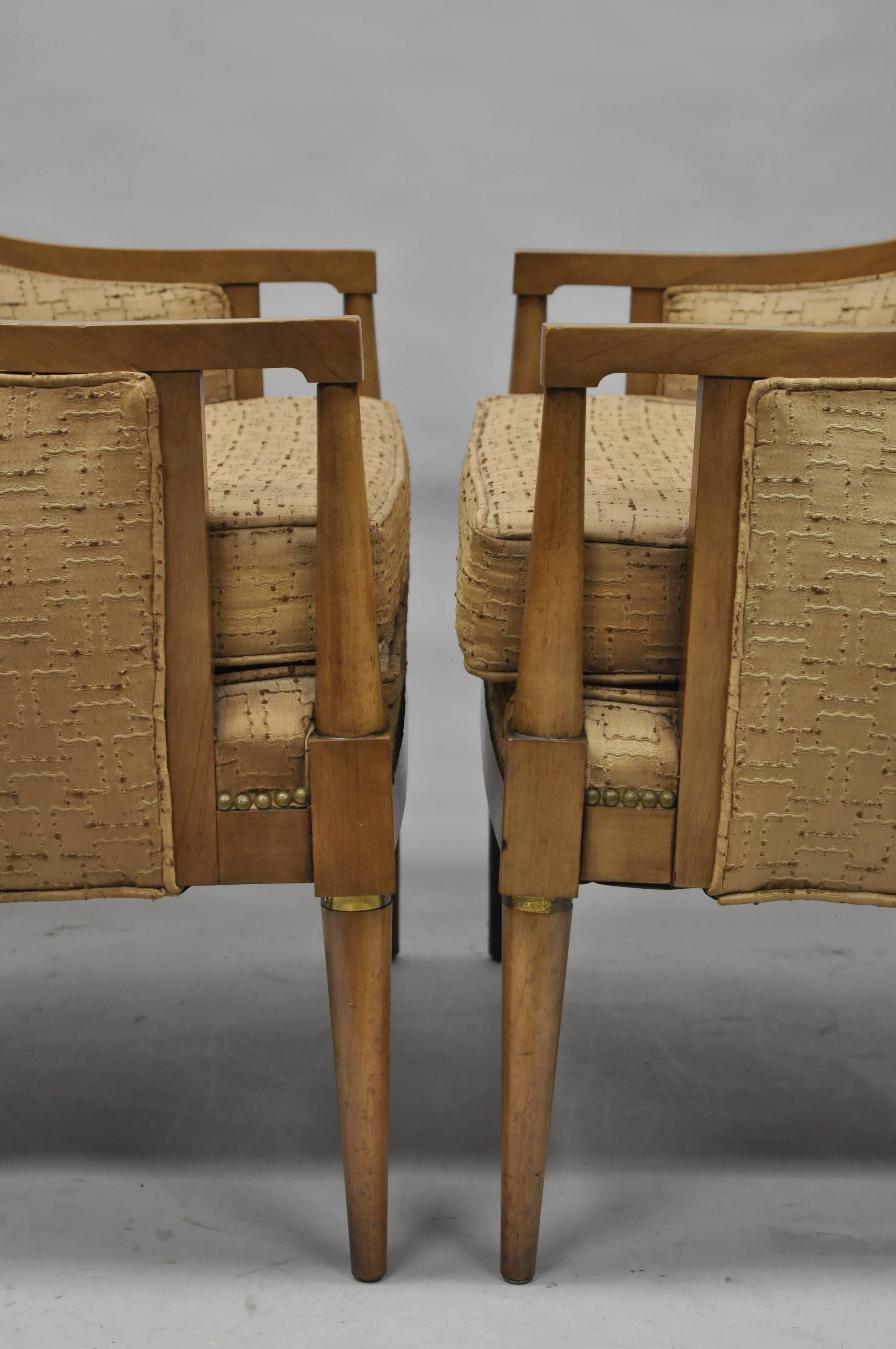 American Pair of Mid-Century Modern Barrel Back Wood Lounge Club Chairs Paul McCobb Style