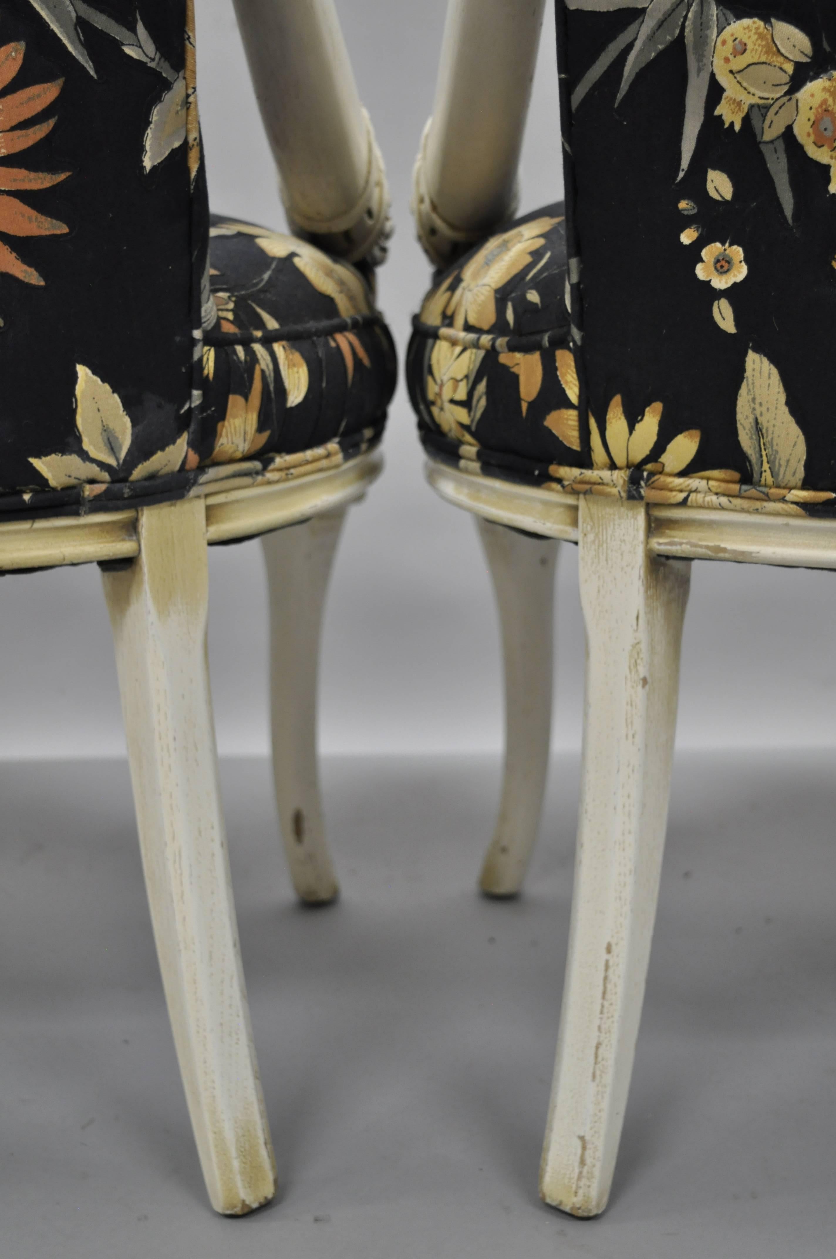 Pair of French Hollywood Regency Carved Cornucopia Chairs after Grosfeld House For Sale 1