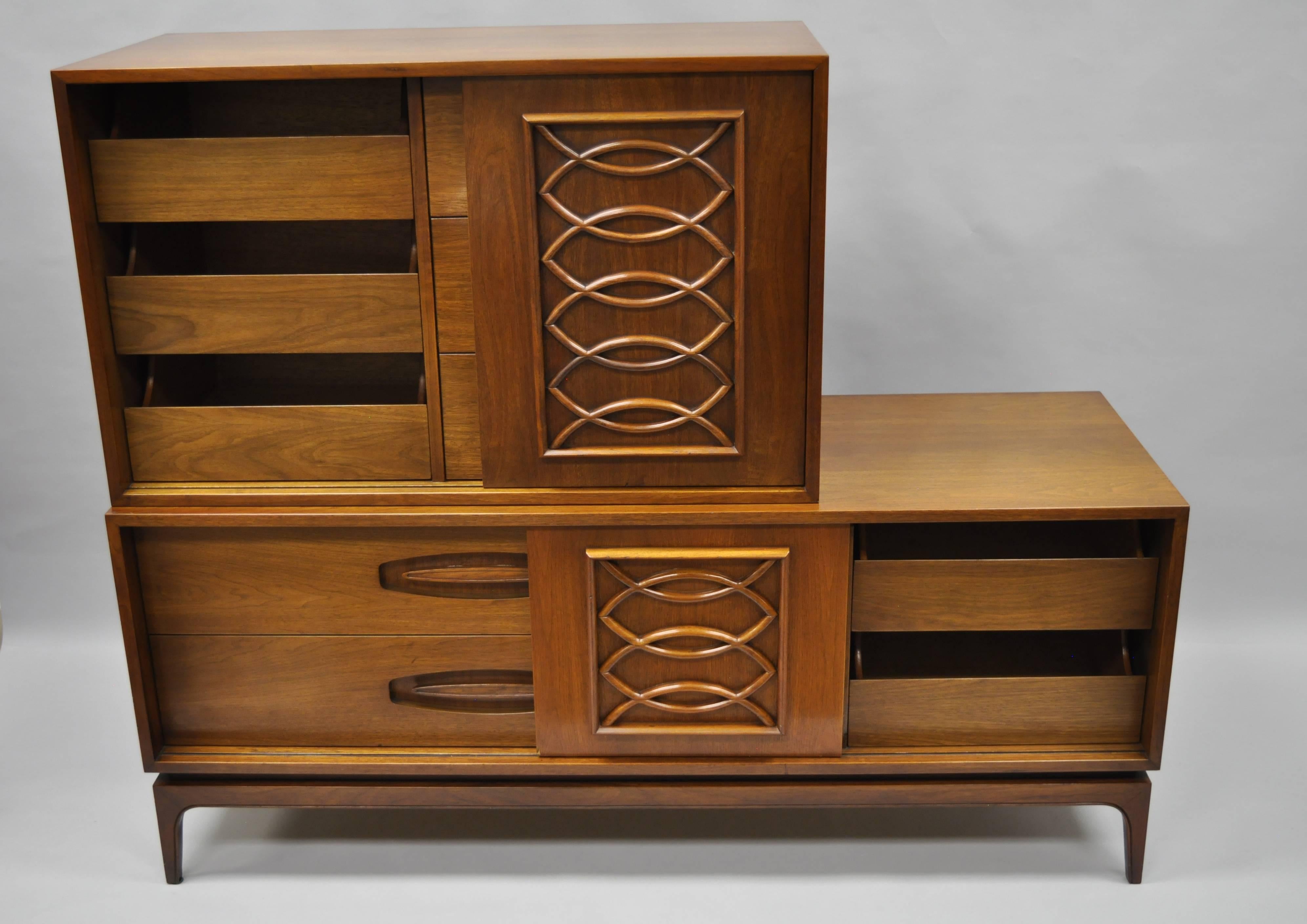 American Mid-Century Modern Castleton Furniture Two-Piece Sliding Door Dresser Chest