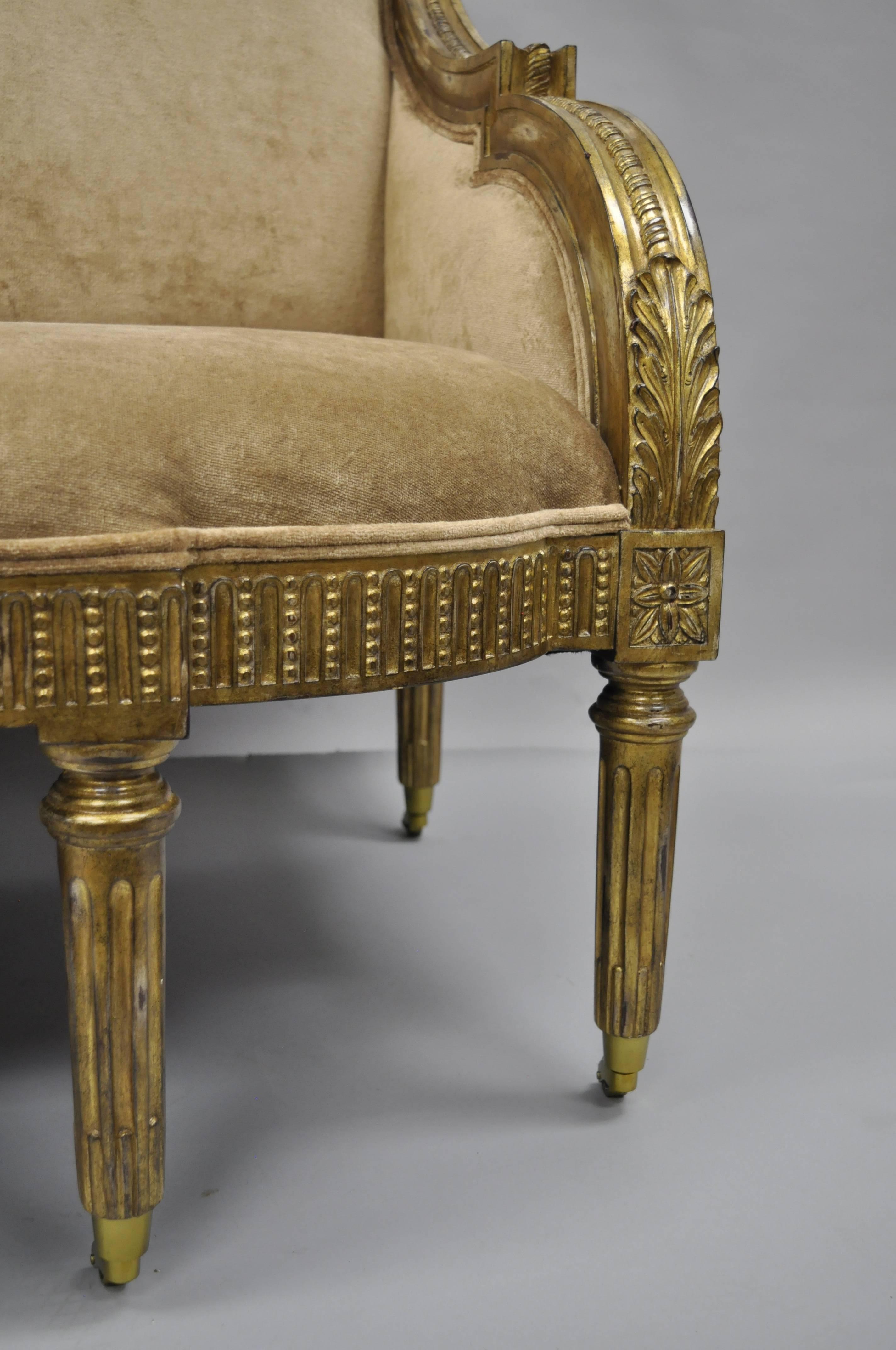 Fabric Pair of Maitland-Smith French Empire Neoclassical Style Settee Sofas Loveseat