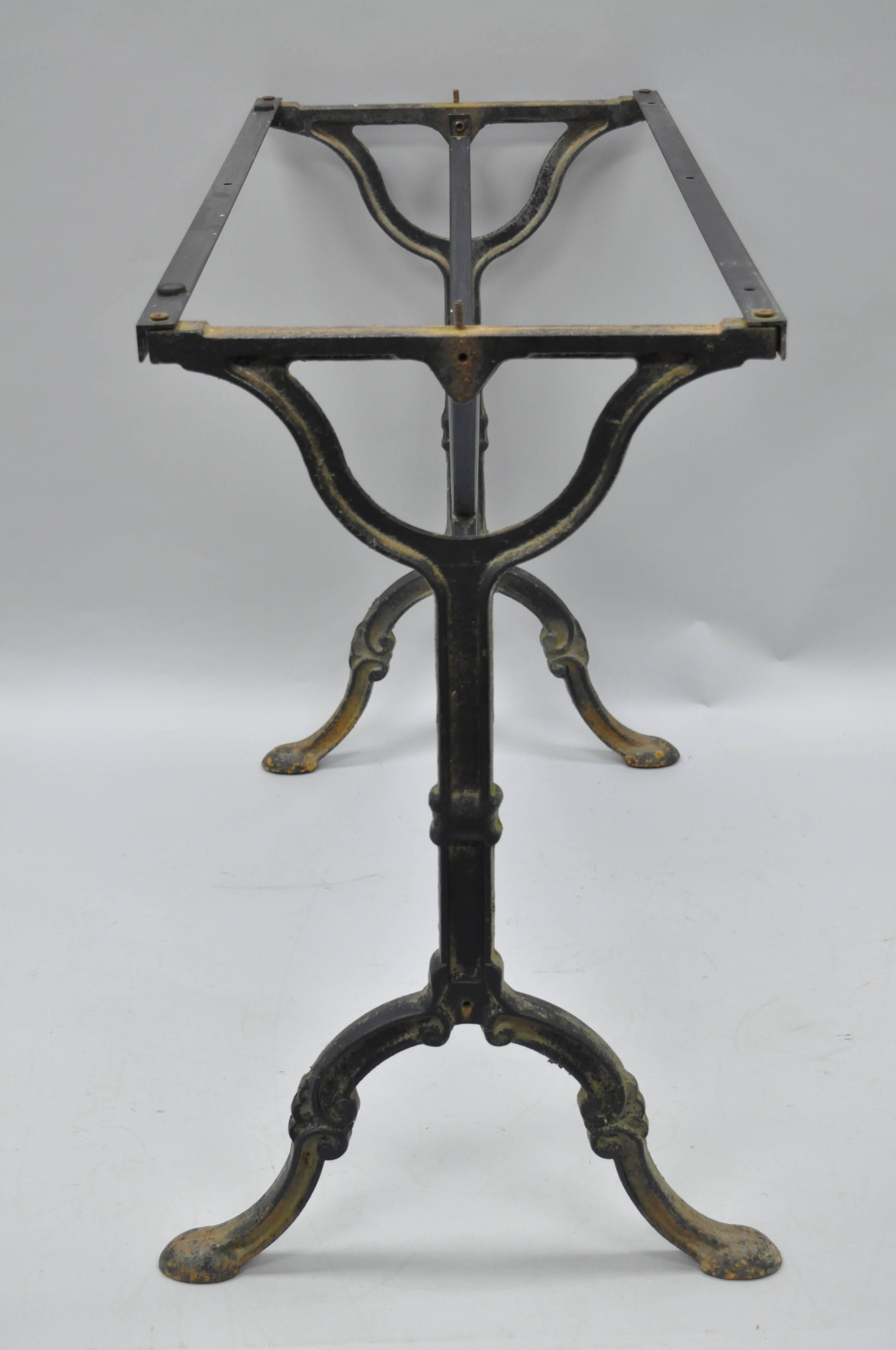 20th Century Antique Cast Iron French Pastry Cafe Bistro Dining Table Console Desk Base