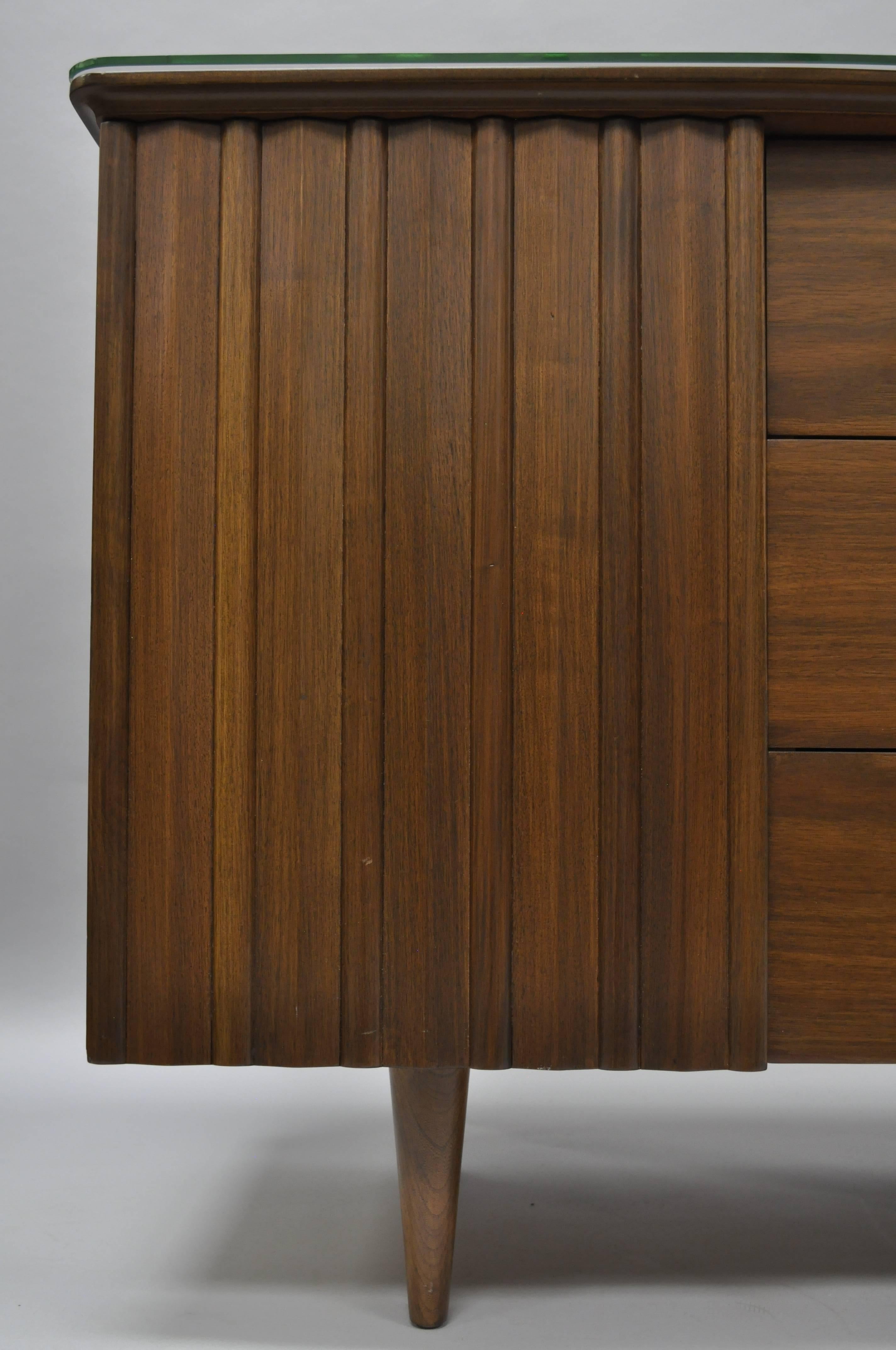 Mid-20th Century Mid-Century Modern Danish Walnut Angled Top Long Dresser Credenza 12 Drawer