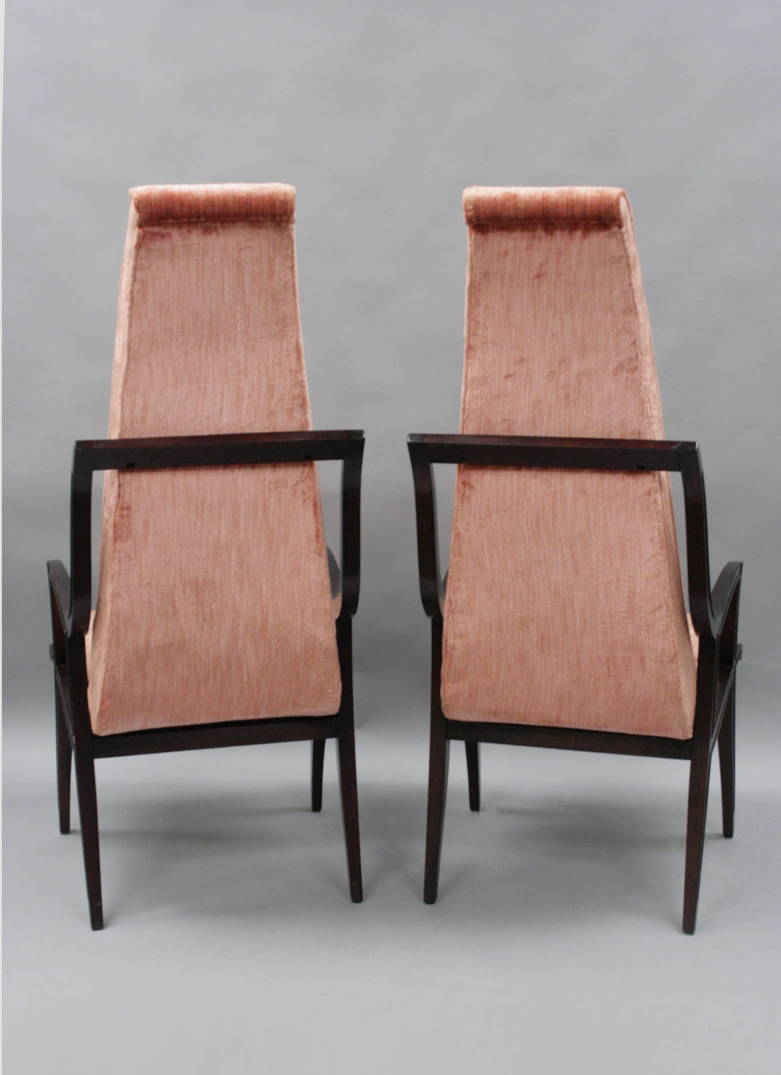 Pair of High Back Hollywood Regency Sculptural Armchairs after Dorothy Draper In Good Condition In Philadelphia, PA