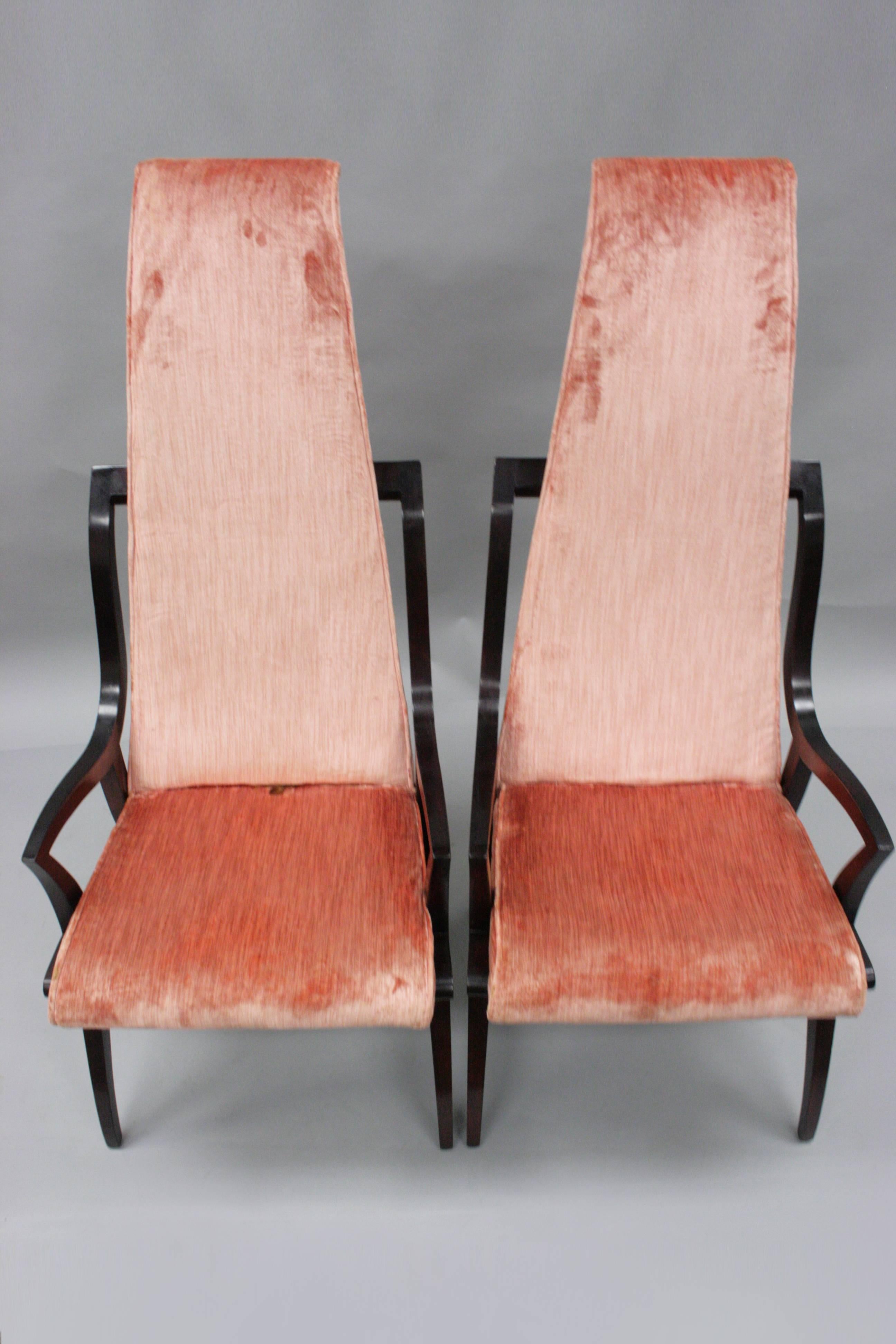 Pair of High Back Hollywood Regency Sculptural Armchairs after Dorothy Draper 1