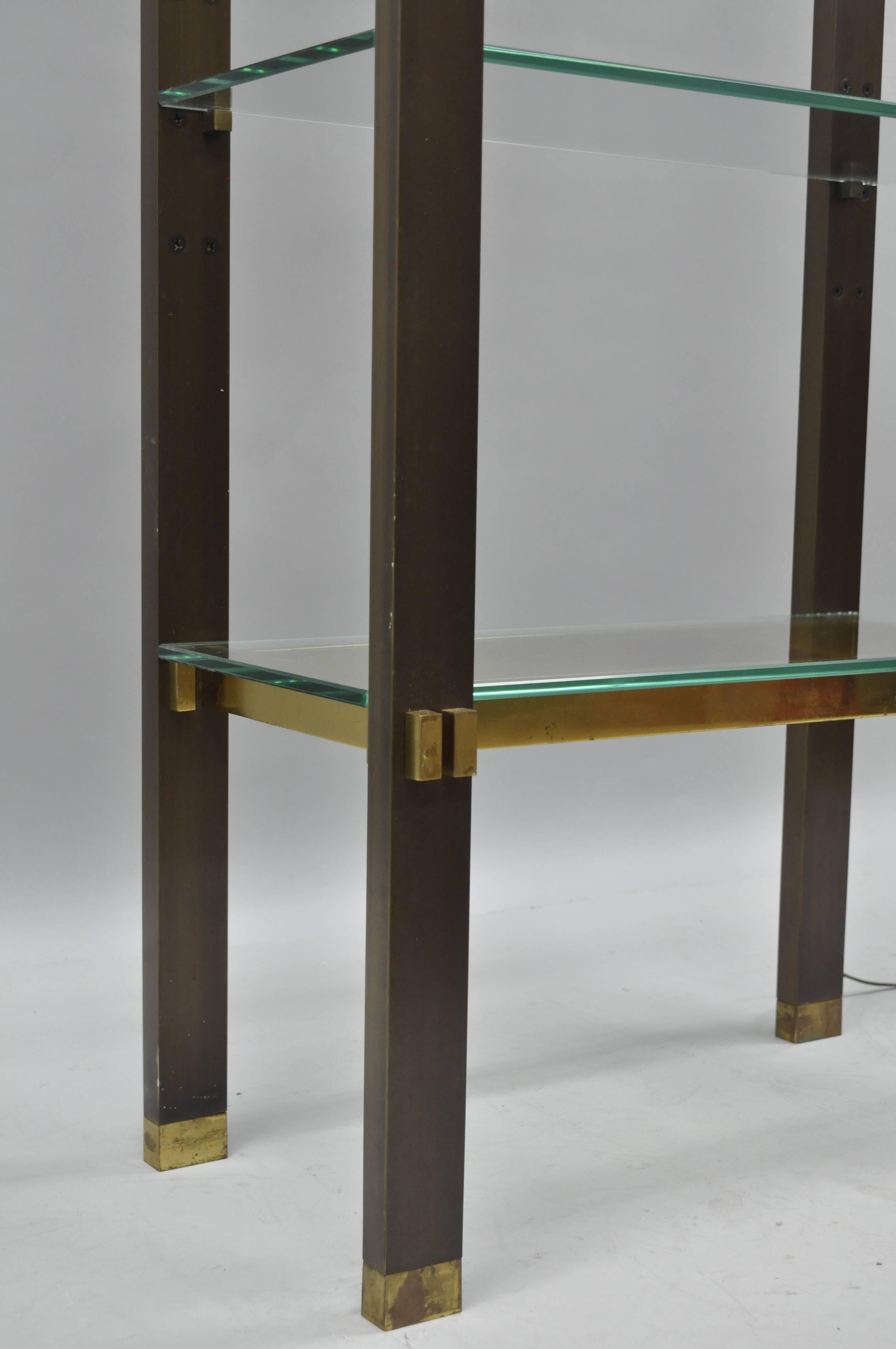 brass and glass etagere
