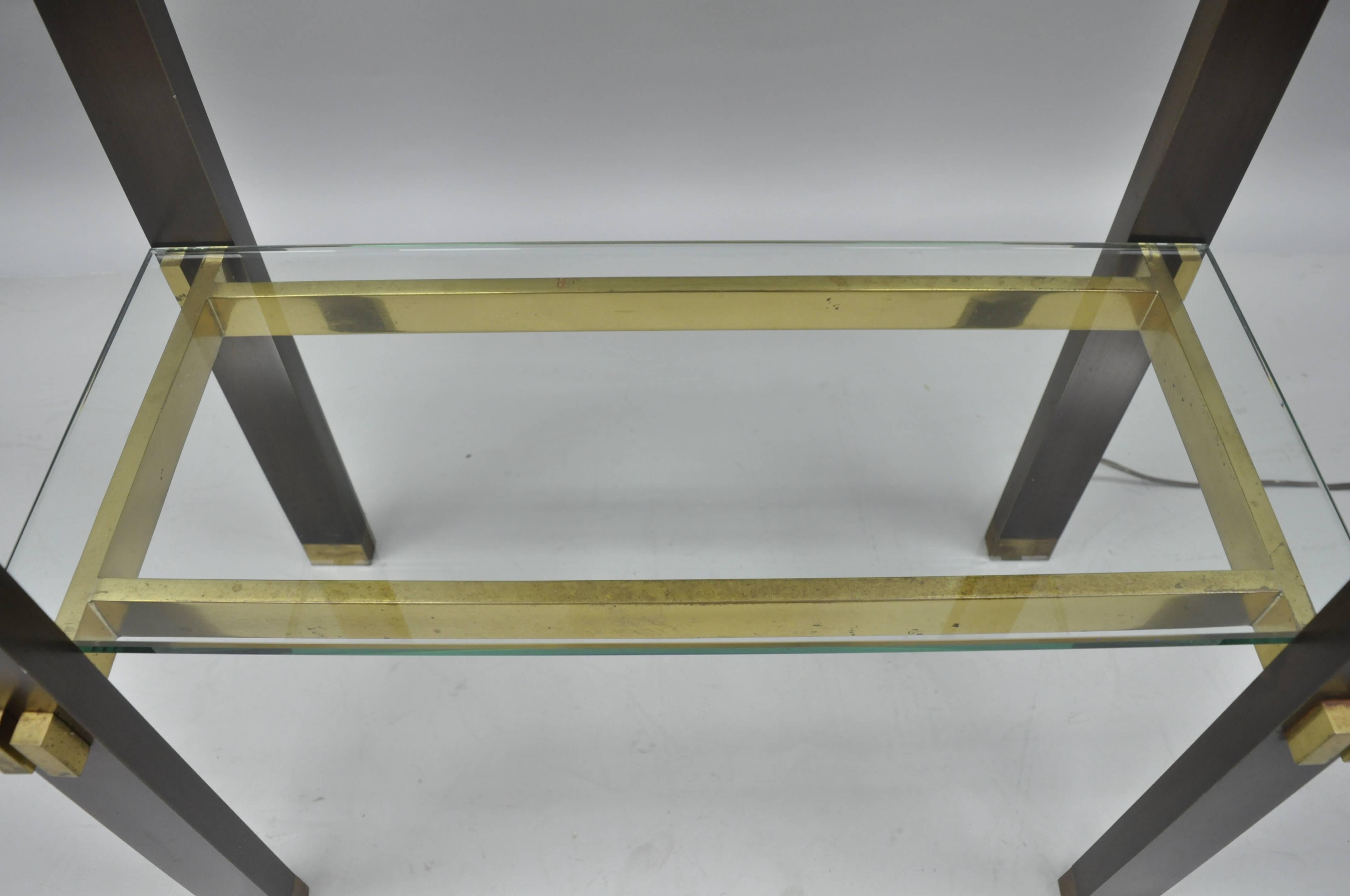 Paul M Jones Bronze Brass Glass Illuminating Modern Etagere Curio Display Shelf In Good Condition In Philadelphia, PA