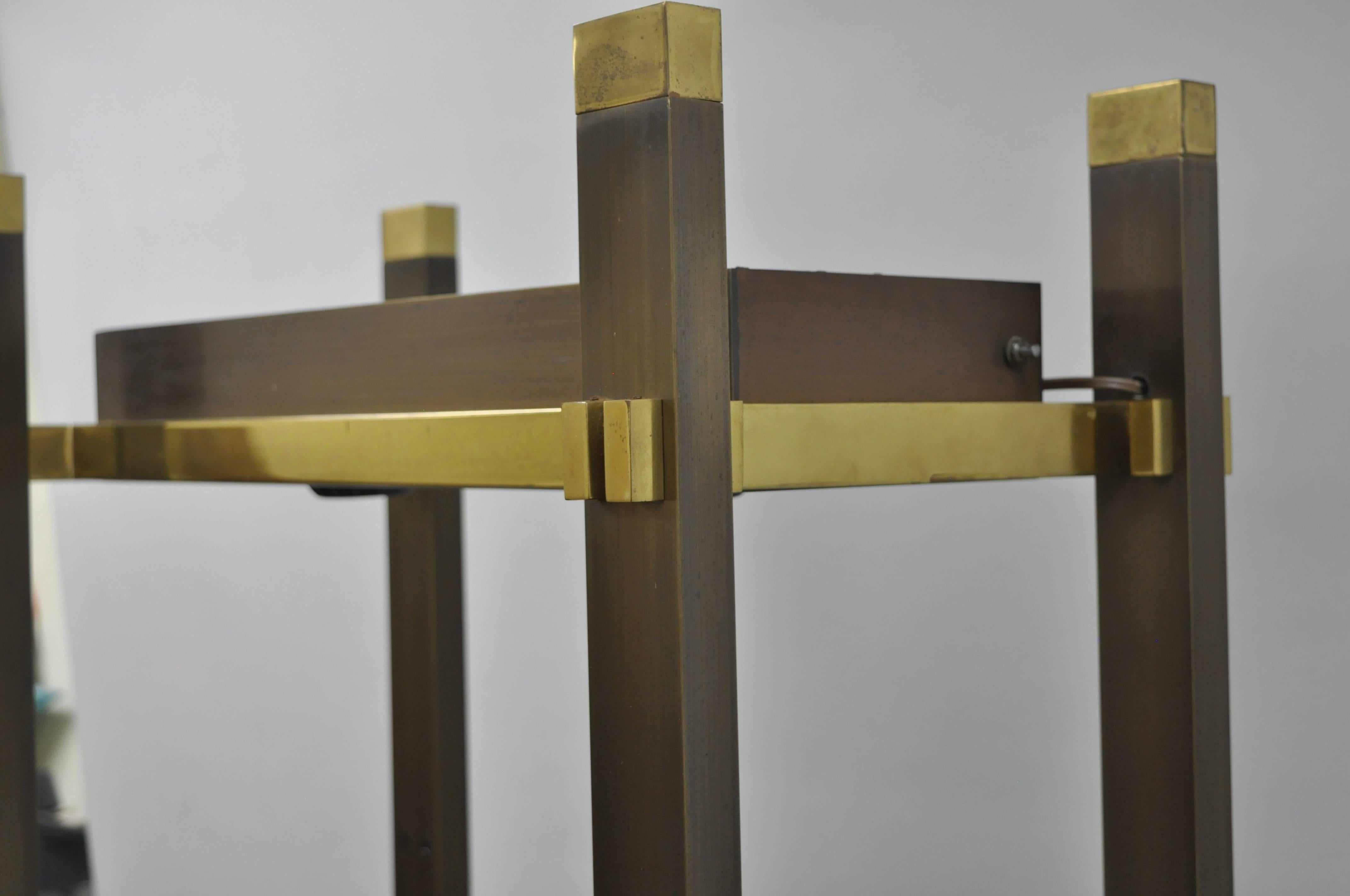 Mid-Century Modern Paul M Jones Bronze Brass Glass Illuminating Modern Etagere Curio Display Shelf