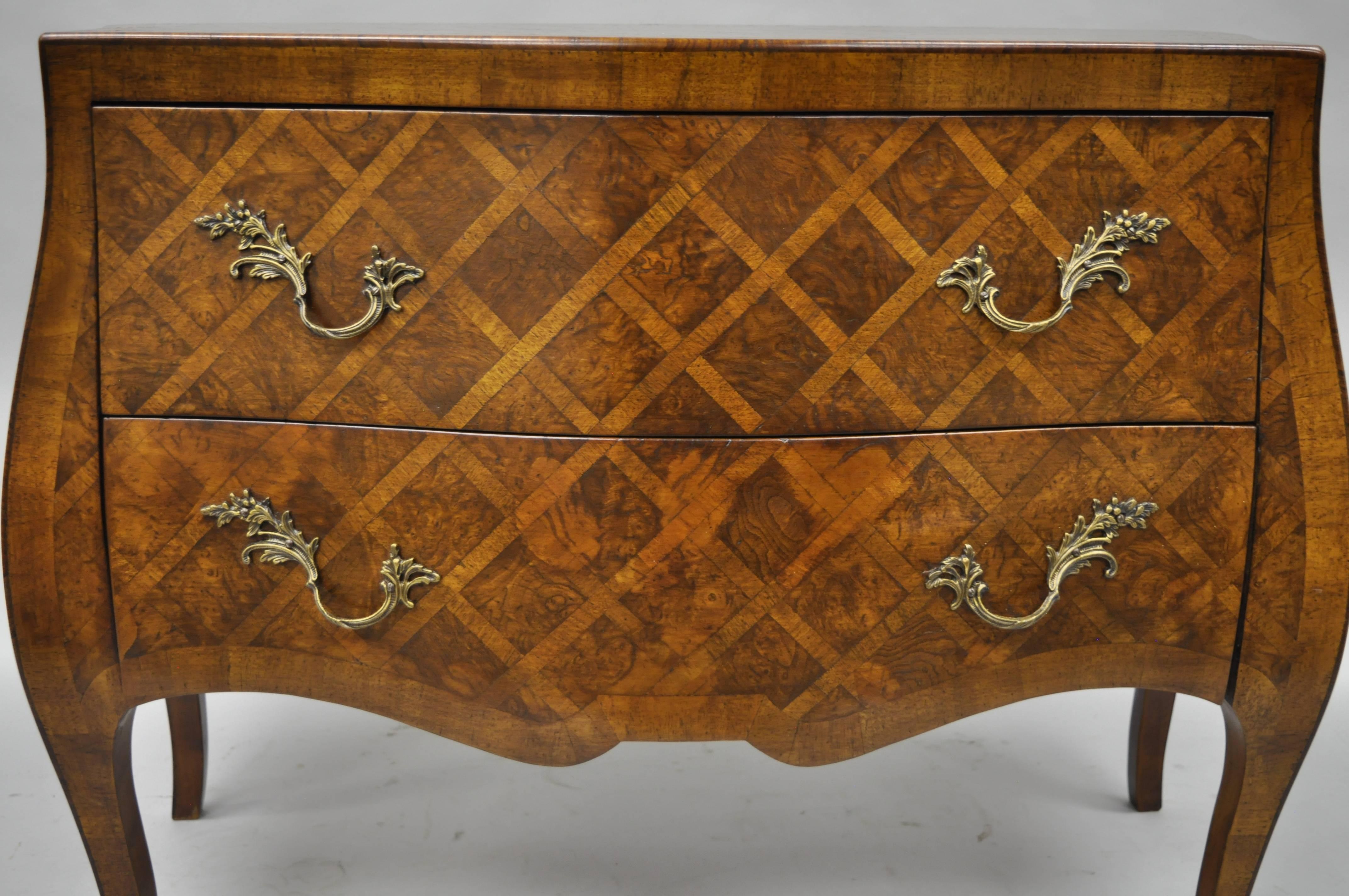 20th Century Italian Bombe Commode Chest Parquetry Inlaid French Louis XV Style
