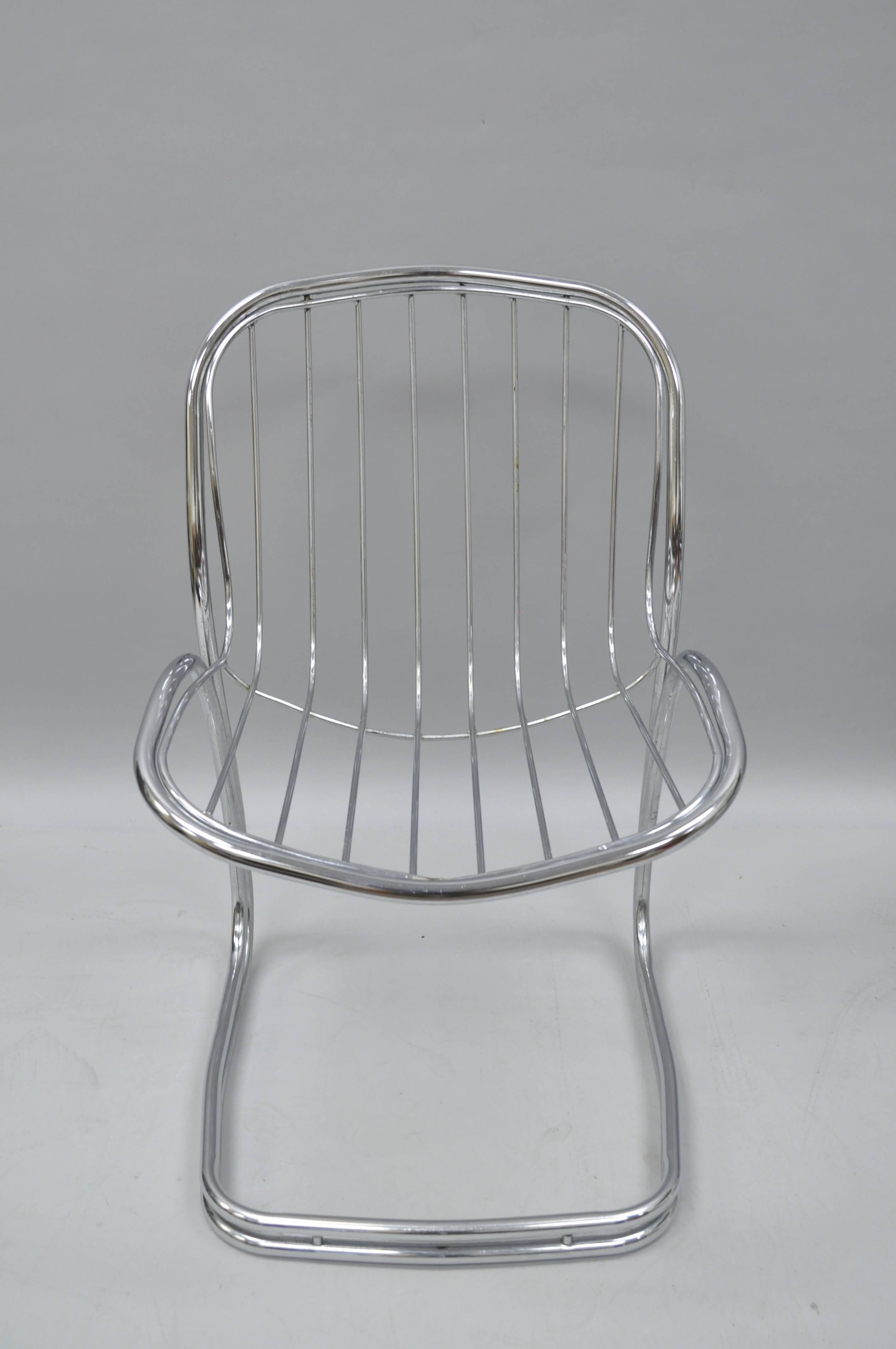 Late 20th Century 4 Chrome Mid Century Modern Sabrina Dining Chairs Attr. to Gastone Rinaldi RIMA