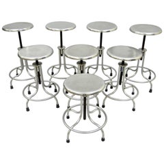 8 Used Stainless Steel Adjustable Metal Stools American Industrial Modern USA