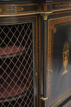 19th C. French Napoleon III Ebonized Brass Boulle Inlay Sideboard Buffet Cabinet