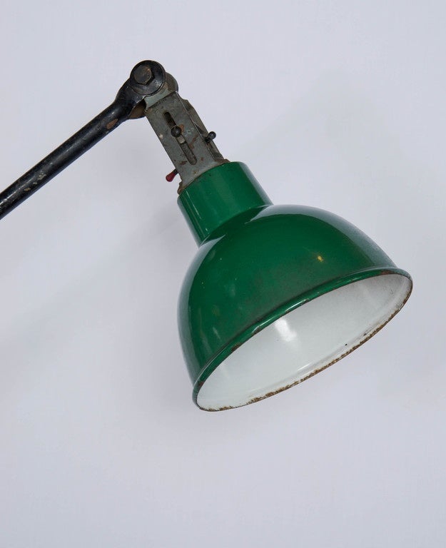 Great Britain (UK) Vintage Industrial Articulated Floor Light with Enamel Shade For Sale