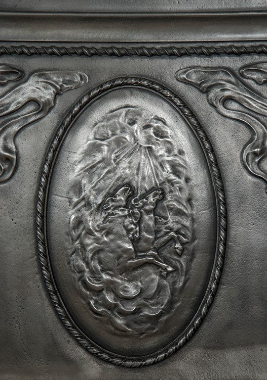 Antique Edwardian Polished Cast Iron Fireplace