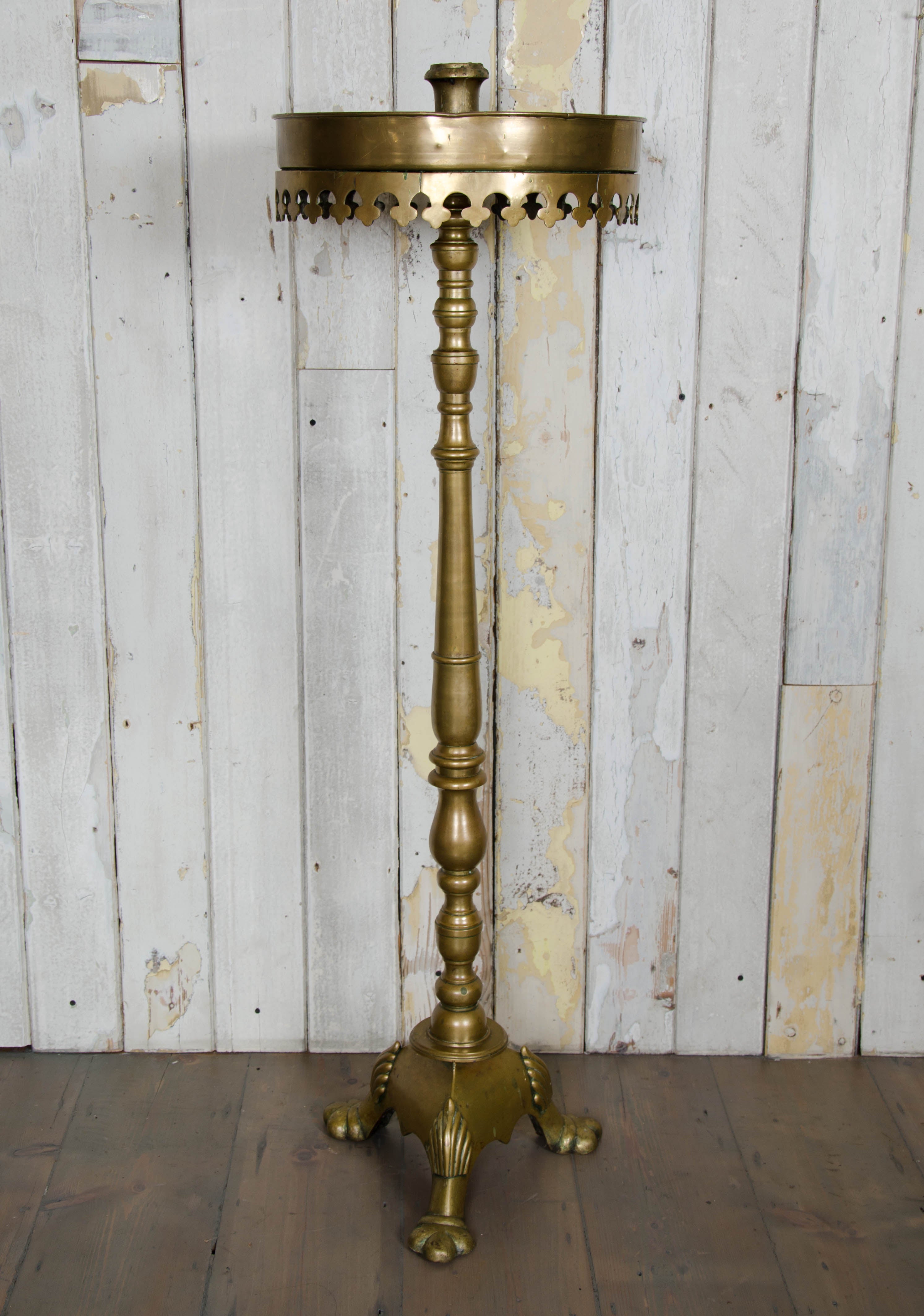 Antique Greek Orthodox Solid Brass Candelabrum Candle Stand For Sale