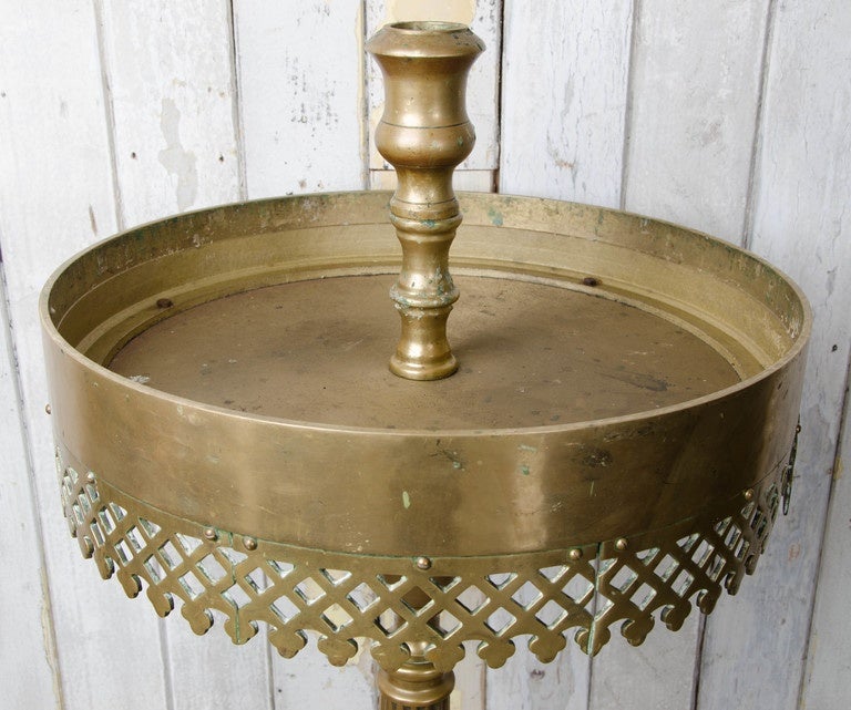 19th Century Antique Greek Orthodox Solid Brass Candelabrum Candle Stand