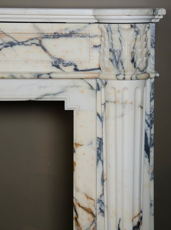 Antique French Louis XVI Pavonazzo Marble Fireplace Surround