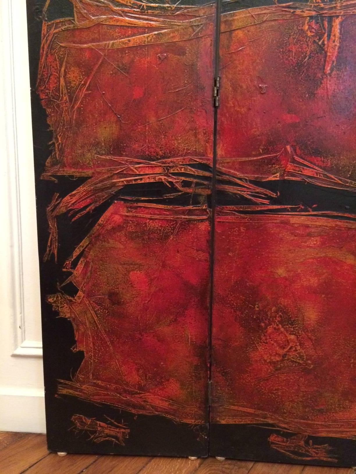 Mid-20th Century Abstract Screen Lacquer, circa 1940 For Sale