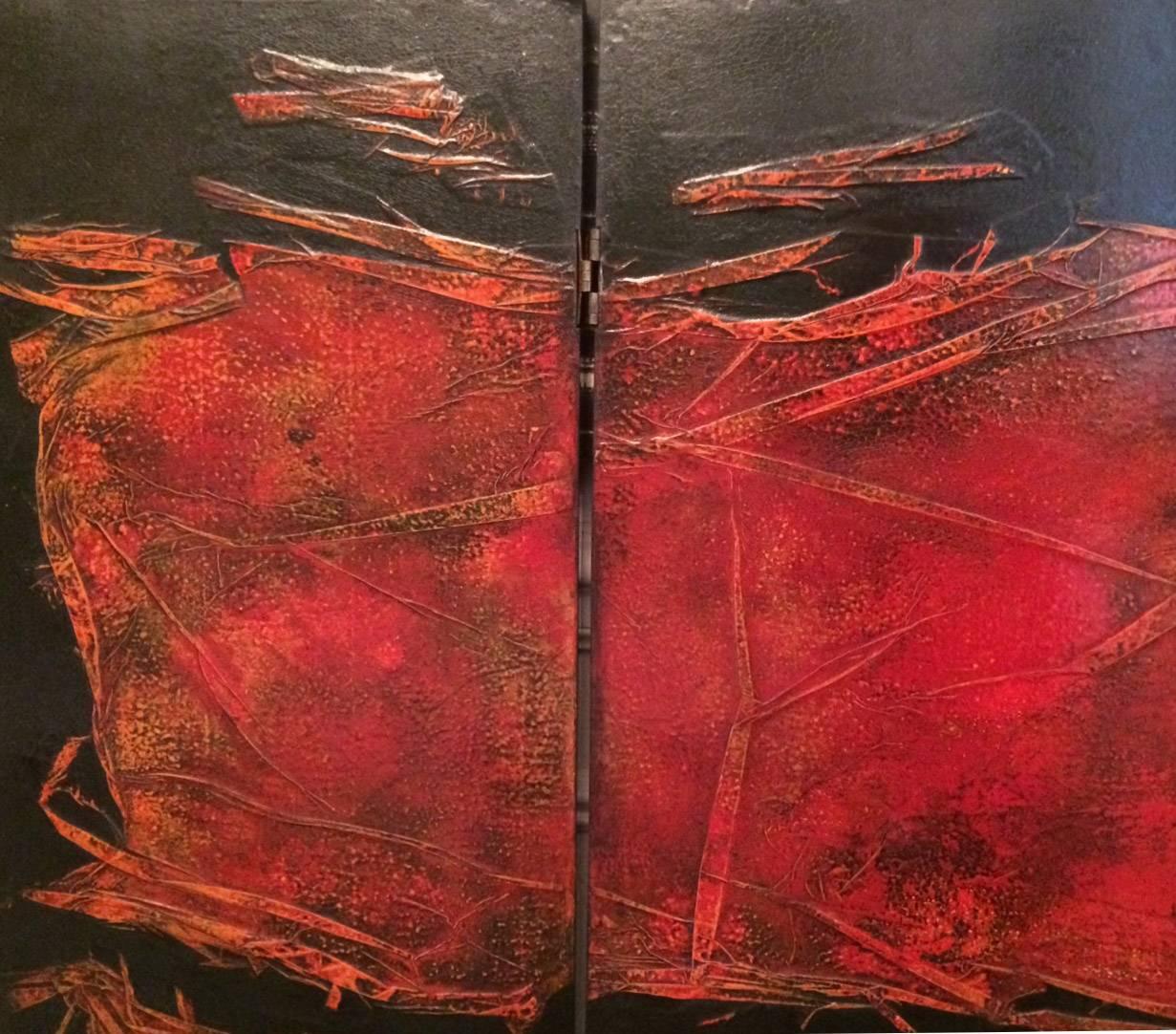 Mid-Century Modern Abstract Screen Lacquer, circa 1940 For Sale