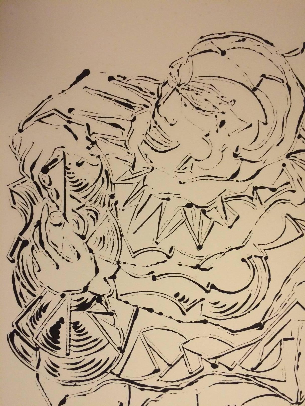 Two Large paintings, Ink on heavy Cardboard, 1993 In Good Condition For Sale In Paris, ile de france
