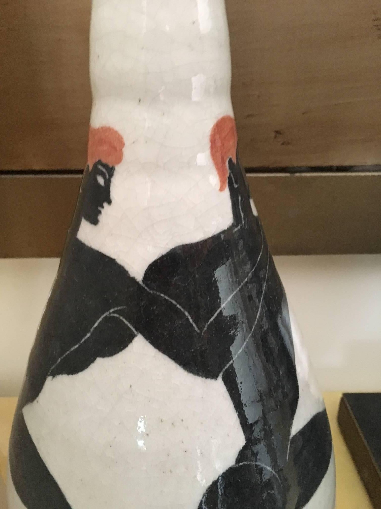 Italian Ceramic  Vase by  Artist Ernestine Cannon, Inspired to Grecian Vases 1