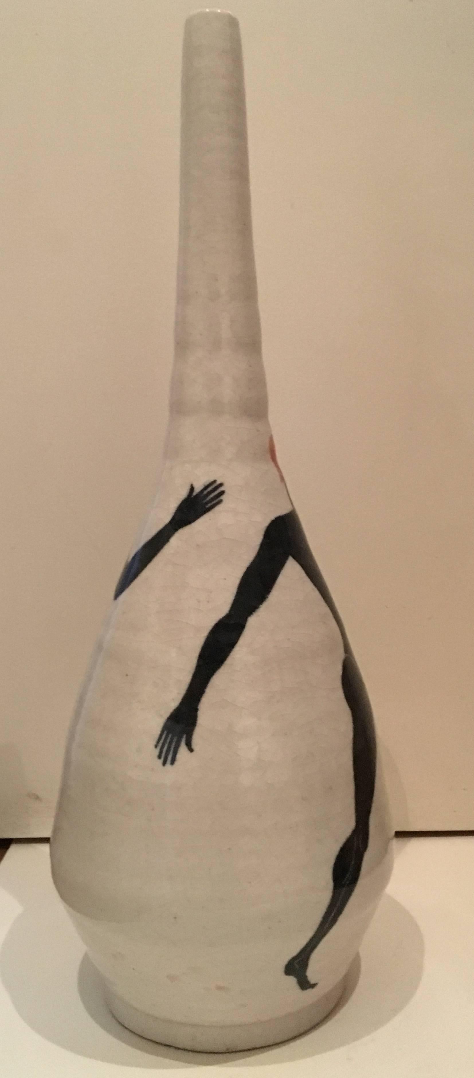 Italian Ceramic  Vase by  Artist Ernestine Cannon, Inspired to Grecian Vases In Excellent Condition In Paris, ile de france