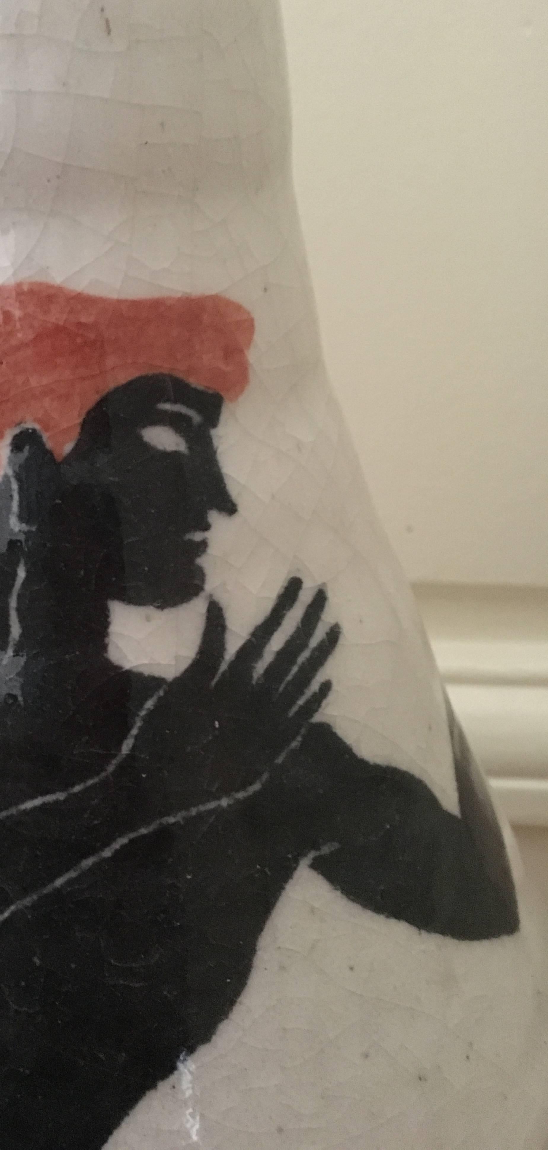 Mid-20th Century Italian Ceramic  Vase by  Artist Ernestine Cannon, Inspired to Grecian Vases