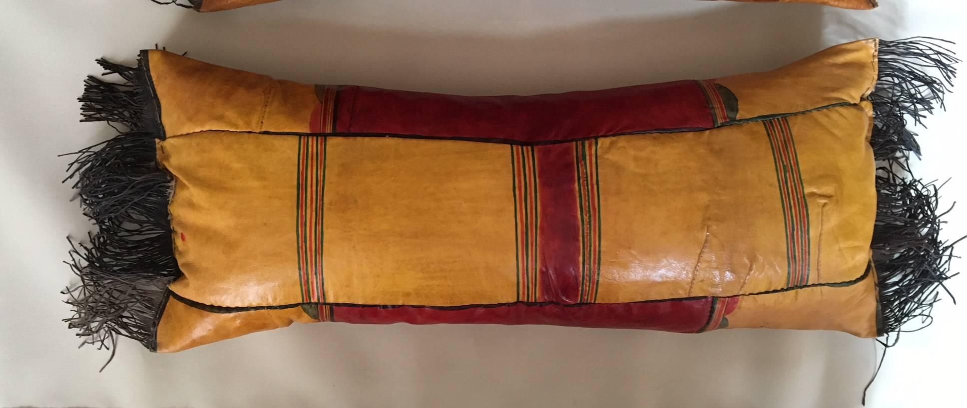 Leather Two Old African Tuareg Pillow Sahara Niger West Africa For Sale