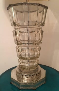 Baccarat Crystal Faceted Vase Mounted as Lampe