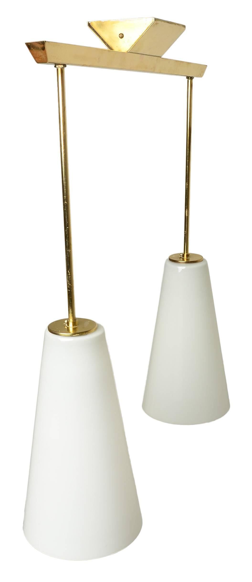Scandinave moderne Paavo Tynell lampe à suspension double rare en vente