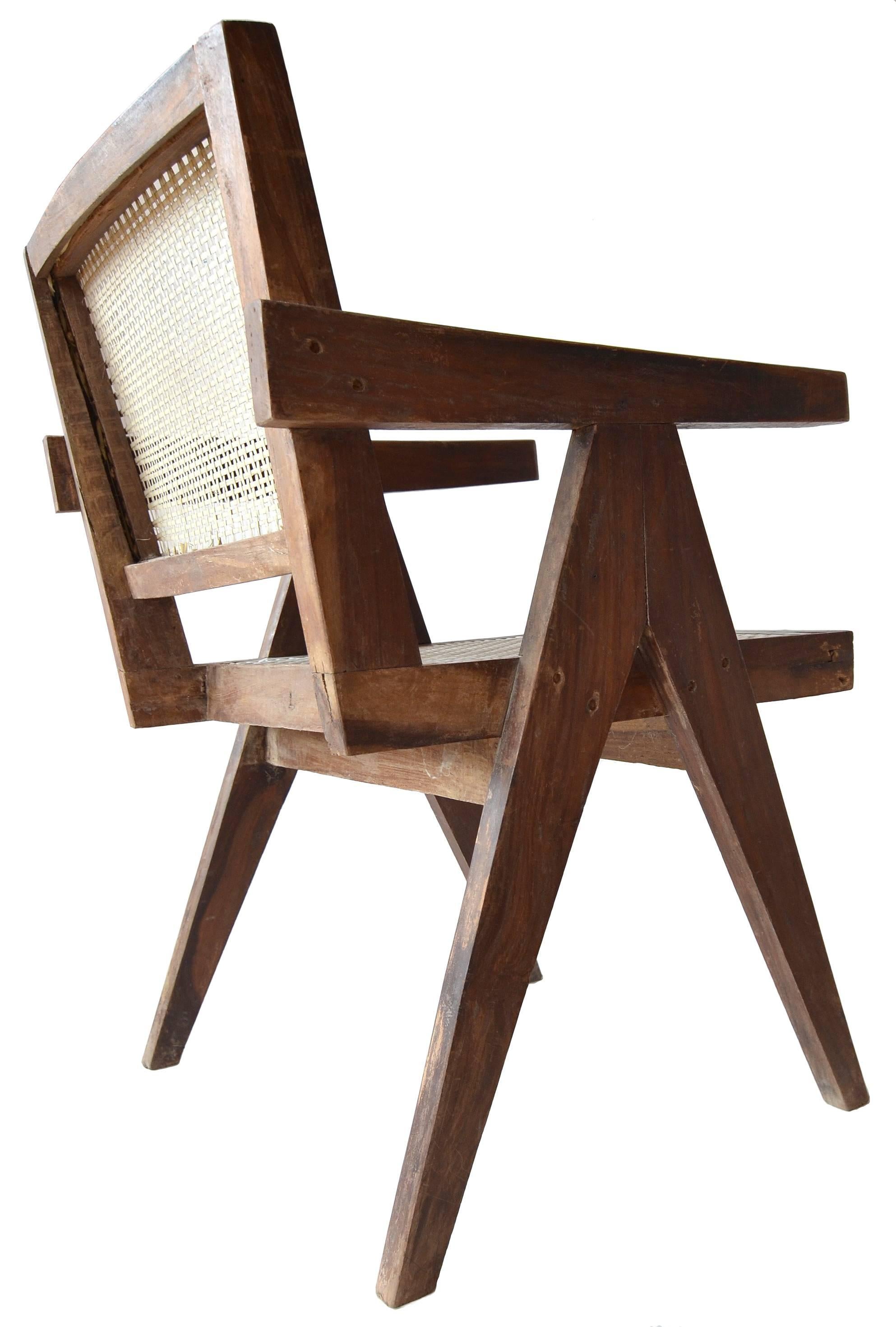 Mid-Century Modern Exceptional Unrestored Pierre Jeanneret Armchair for Chandigarh 