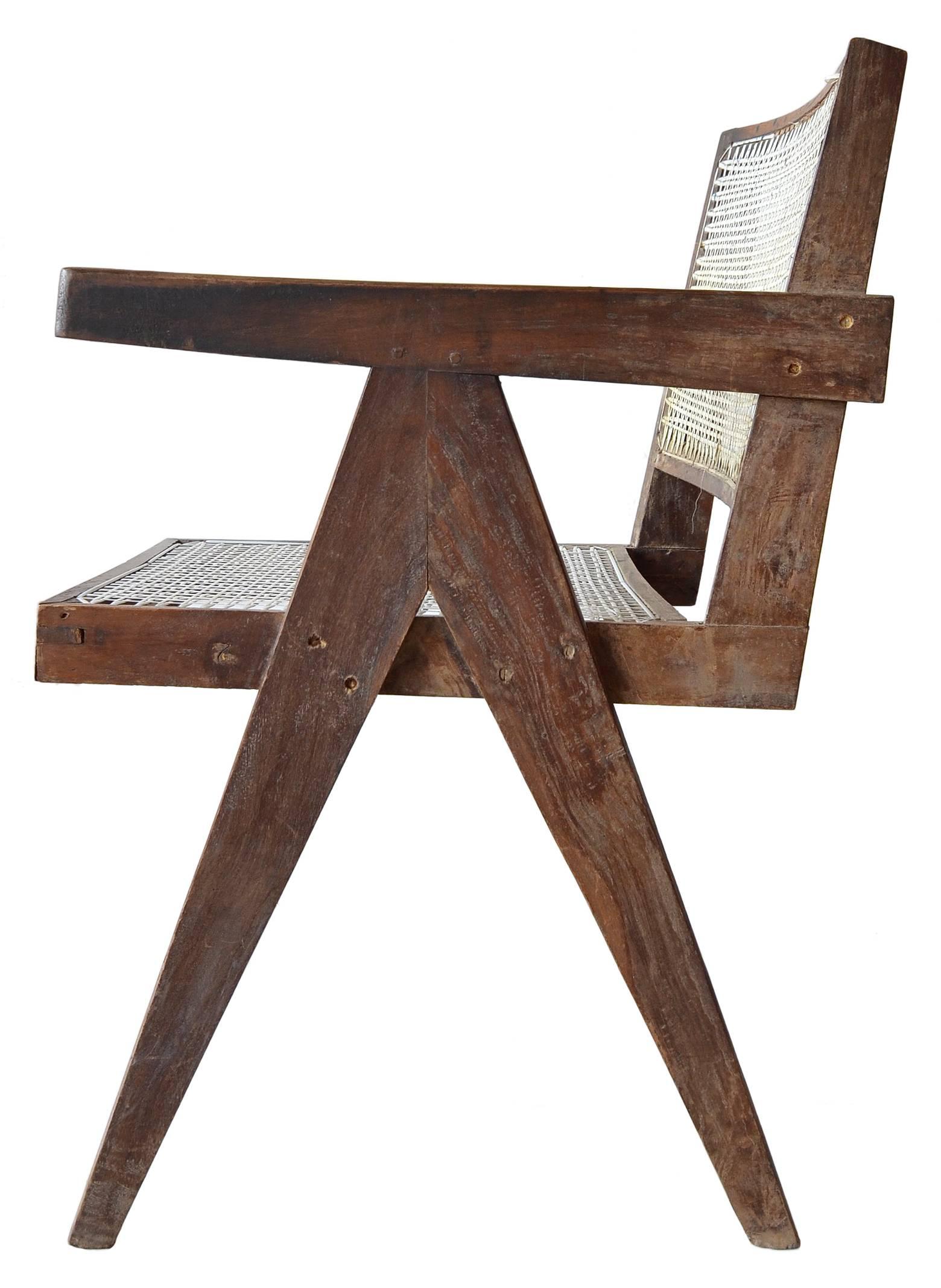 Indian Exceptional Unrestored Pierre Jeanneret Armchair for Chandigarh 