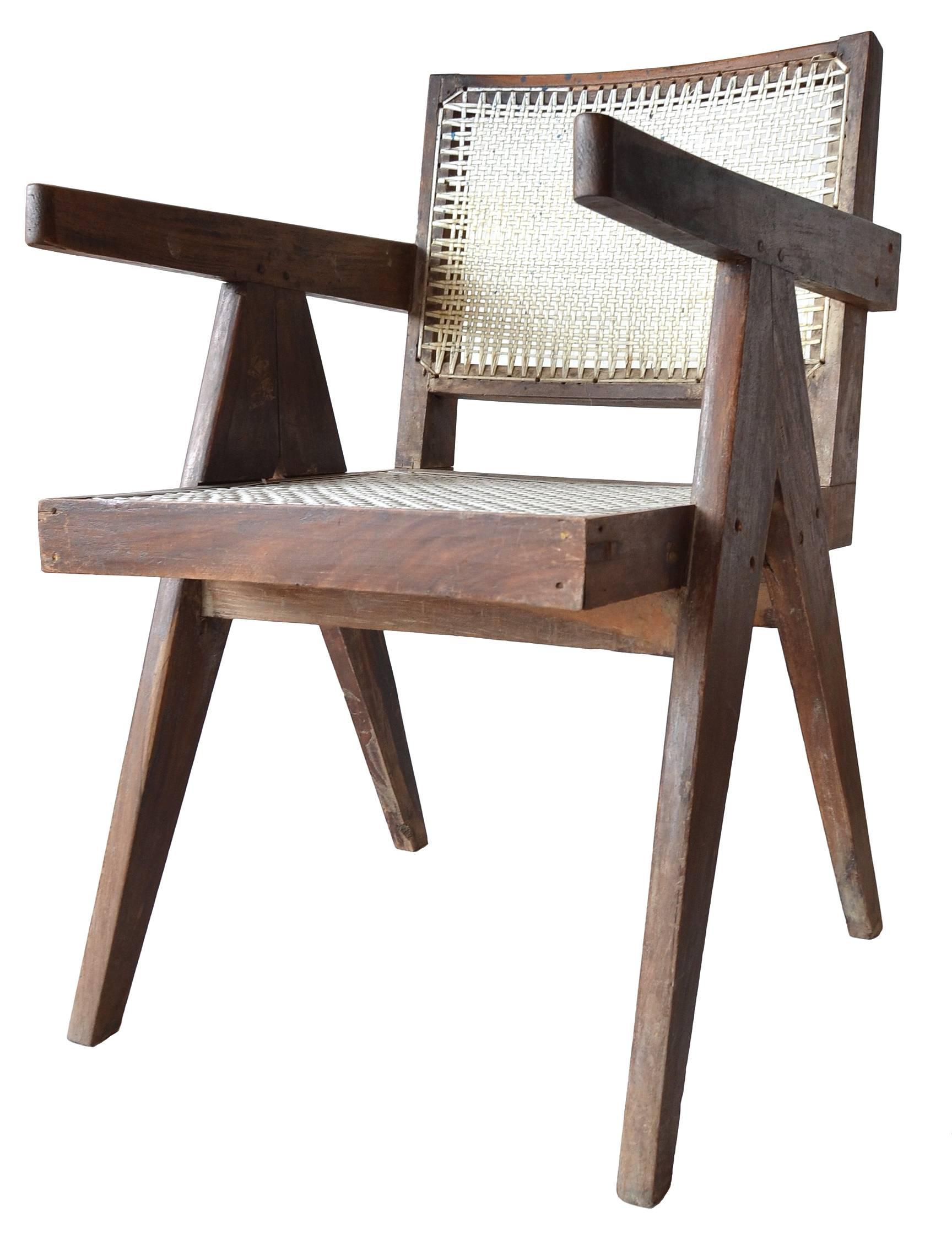 Exceptional Unrestored Pierre Jeanneret Armchair for Chandigarh  In Good Condition In Toronto, Ontario