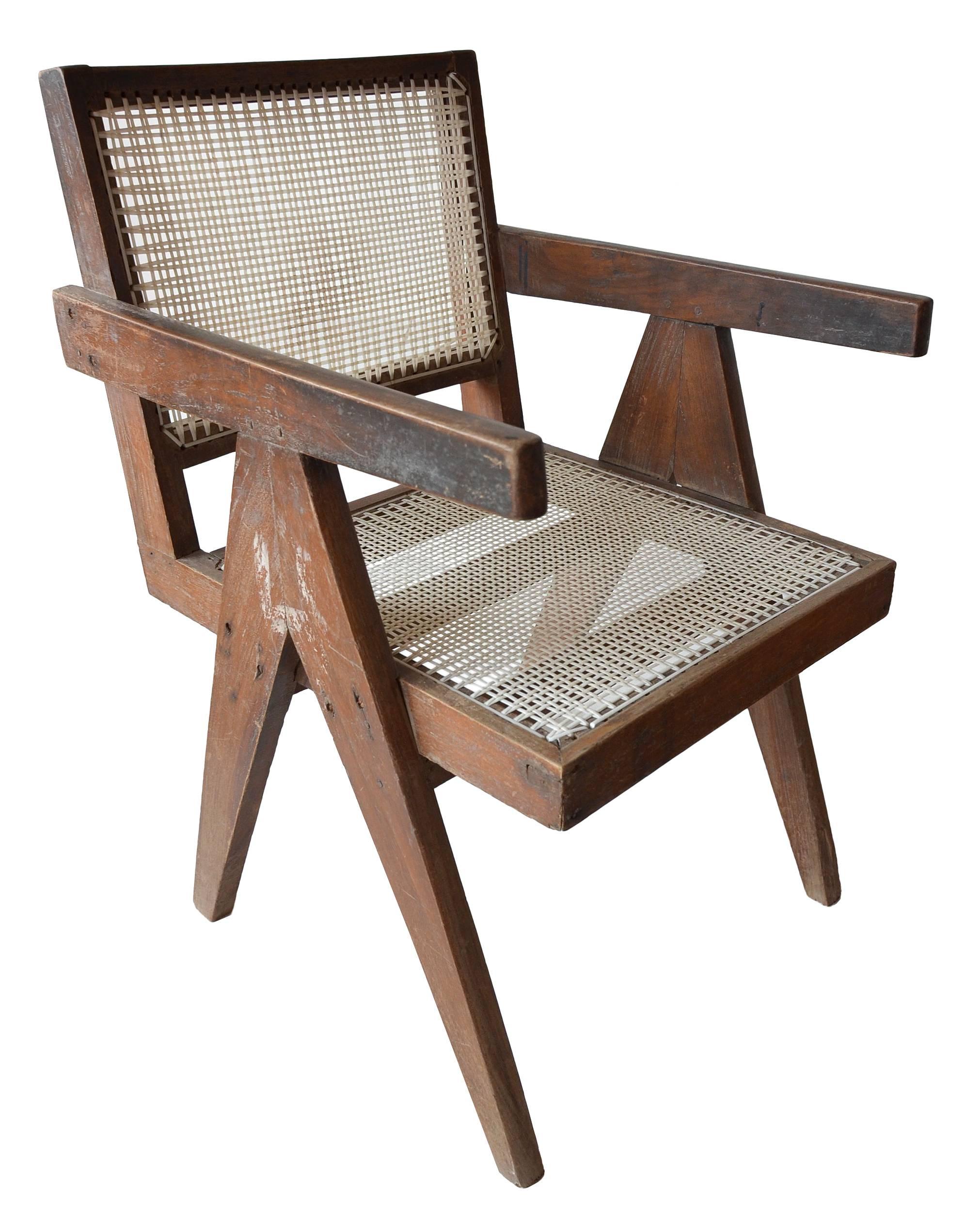 Mid-20th Century Exceptional Unrestored Pierre Jeanneret Armchair for Chandigarh 