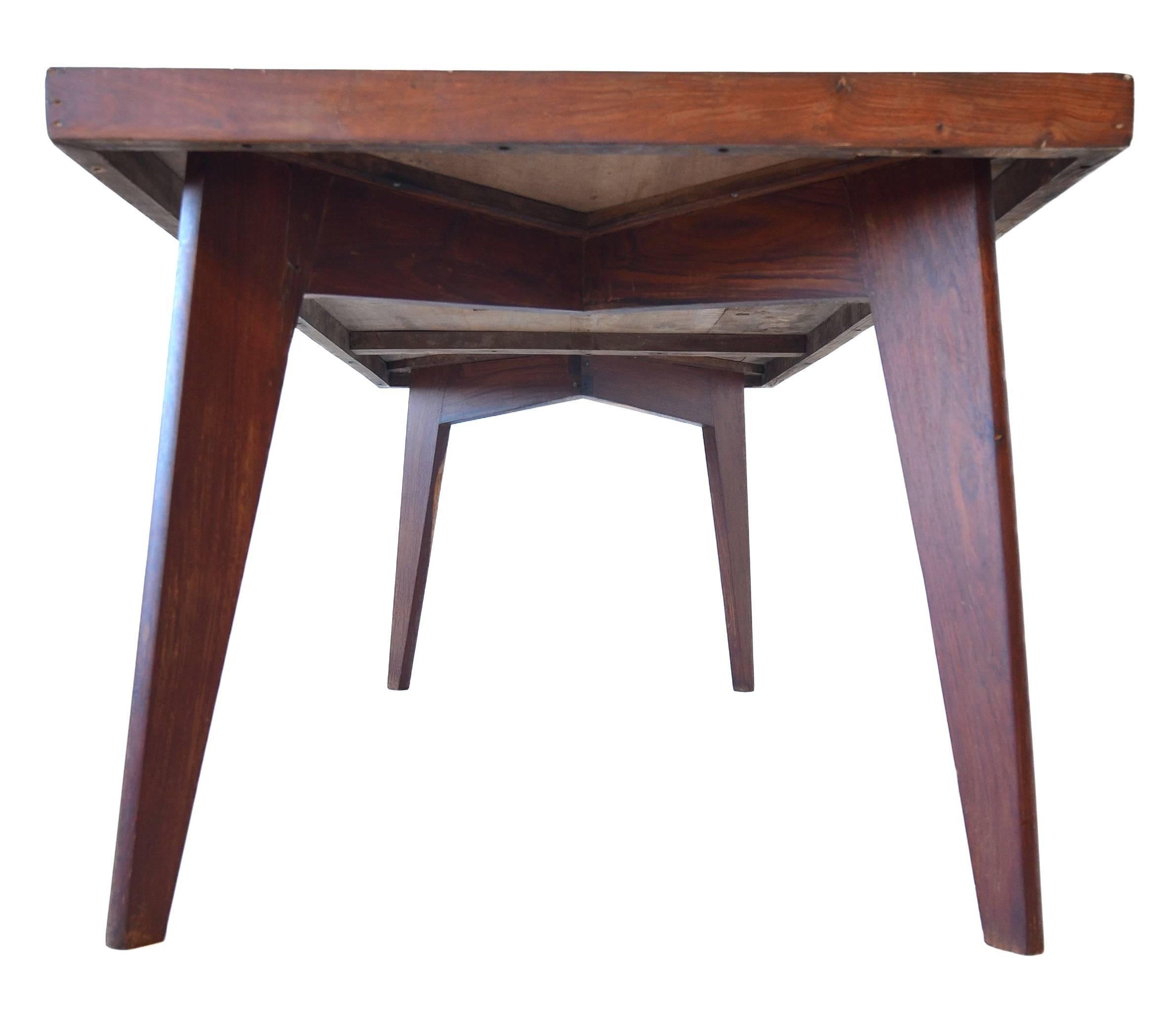 Mid-Century Modern Exceptional Pierre Jeanneret Dining Table in Solid Sissoo Rosewood
