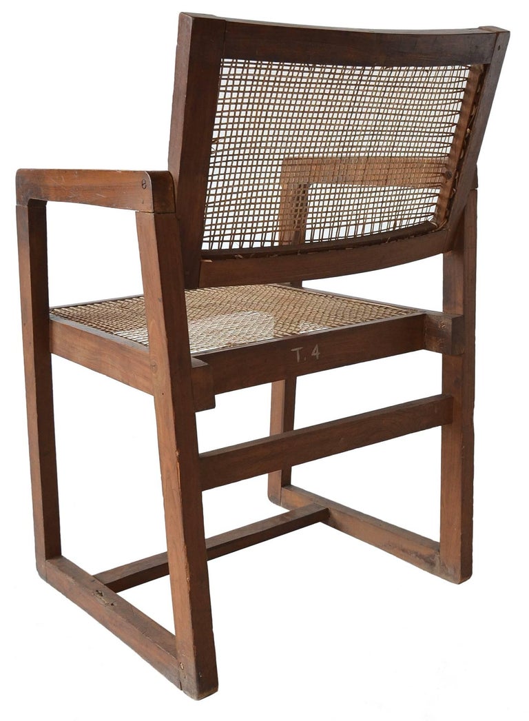 Pierre Jeanneret "Box" Desk Chair in Teak at 1stDibs